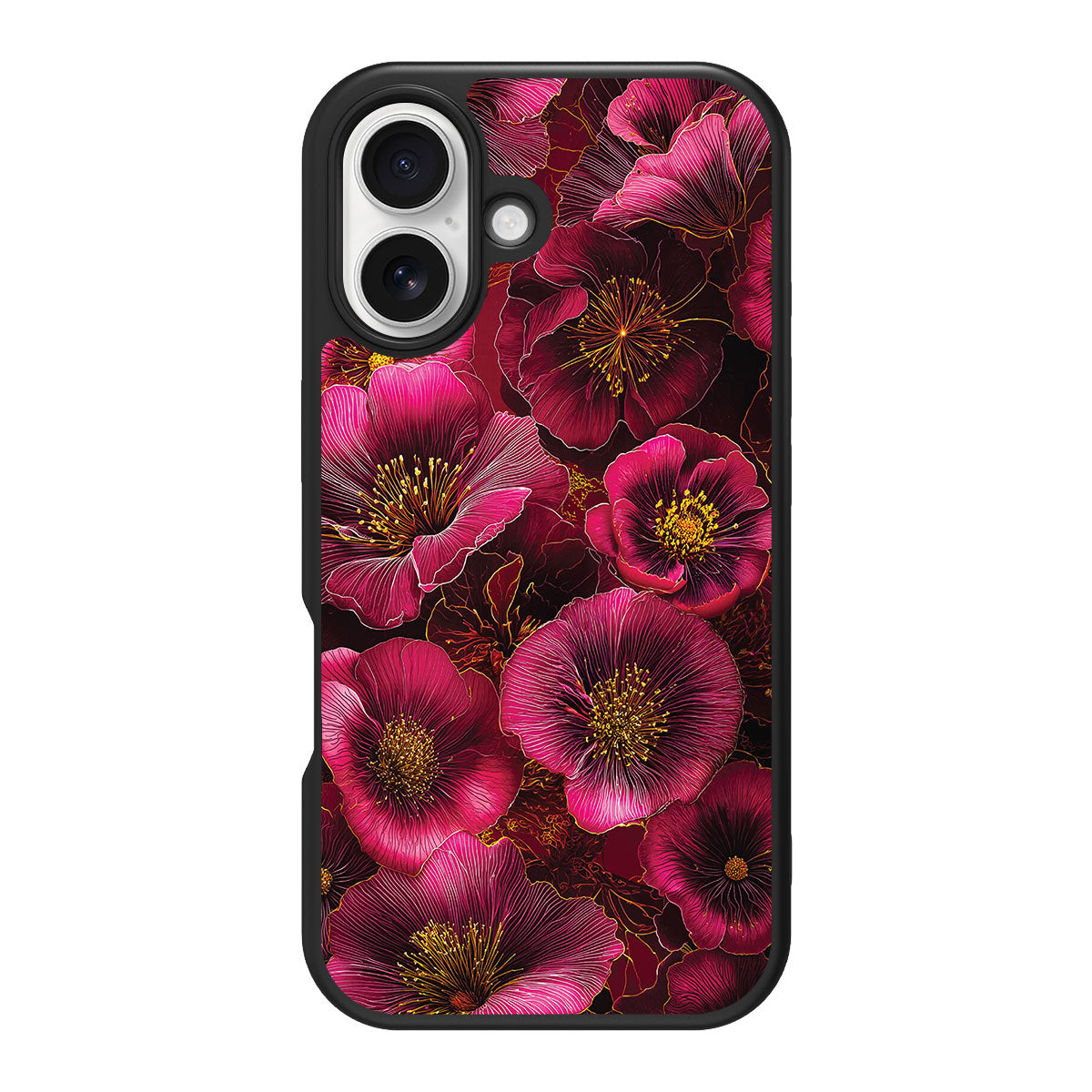 Pink Floral Designer iPhone 16 Plus Case – Ruby Flora | MagSafe