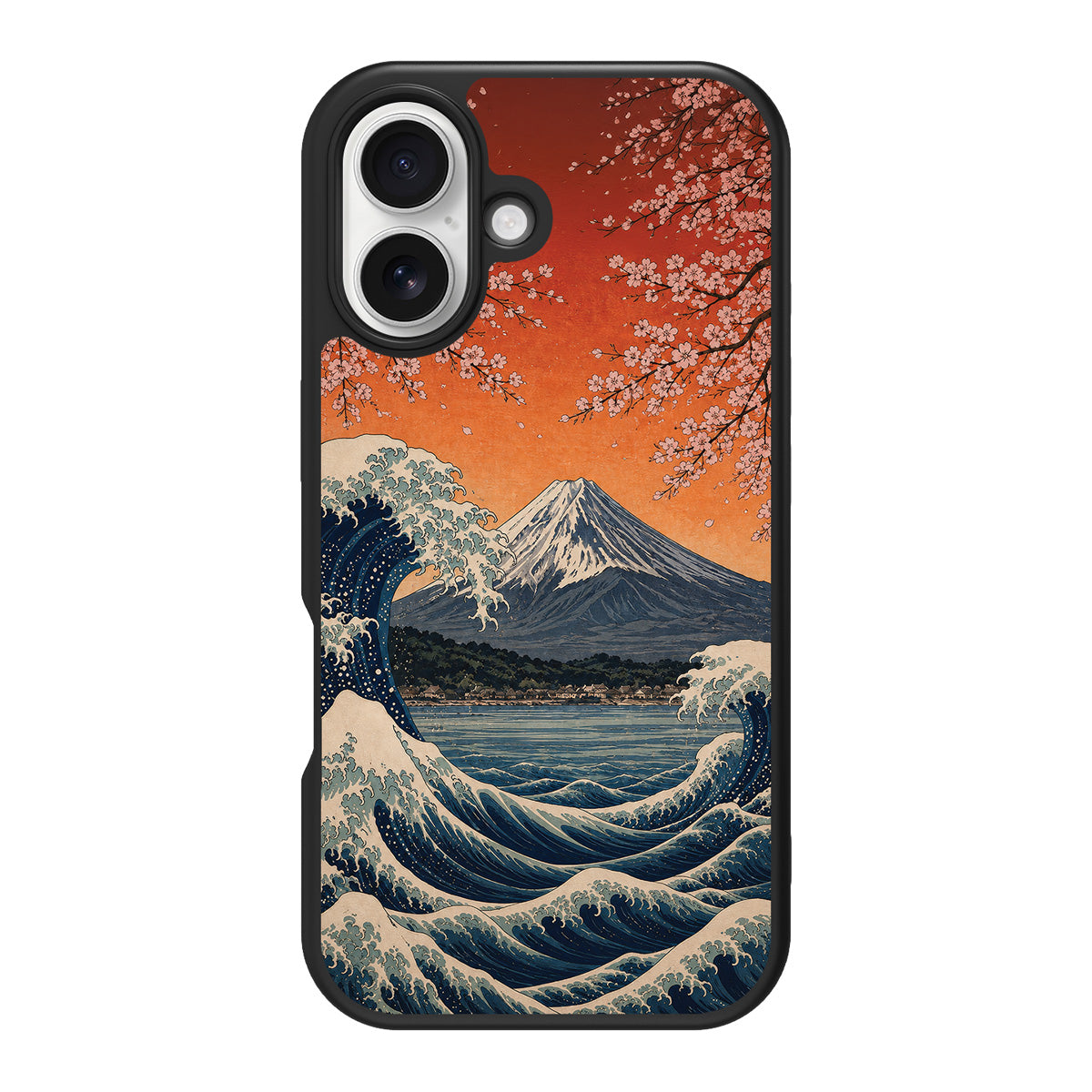 Sakura Coast design back view – iPhone 16 Plus case