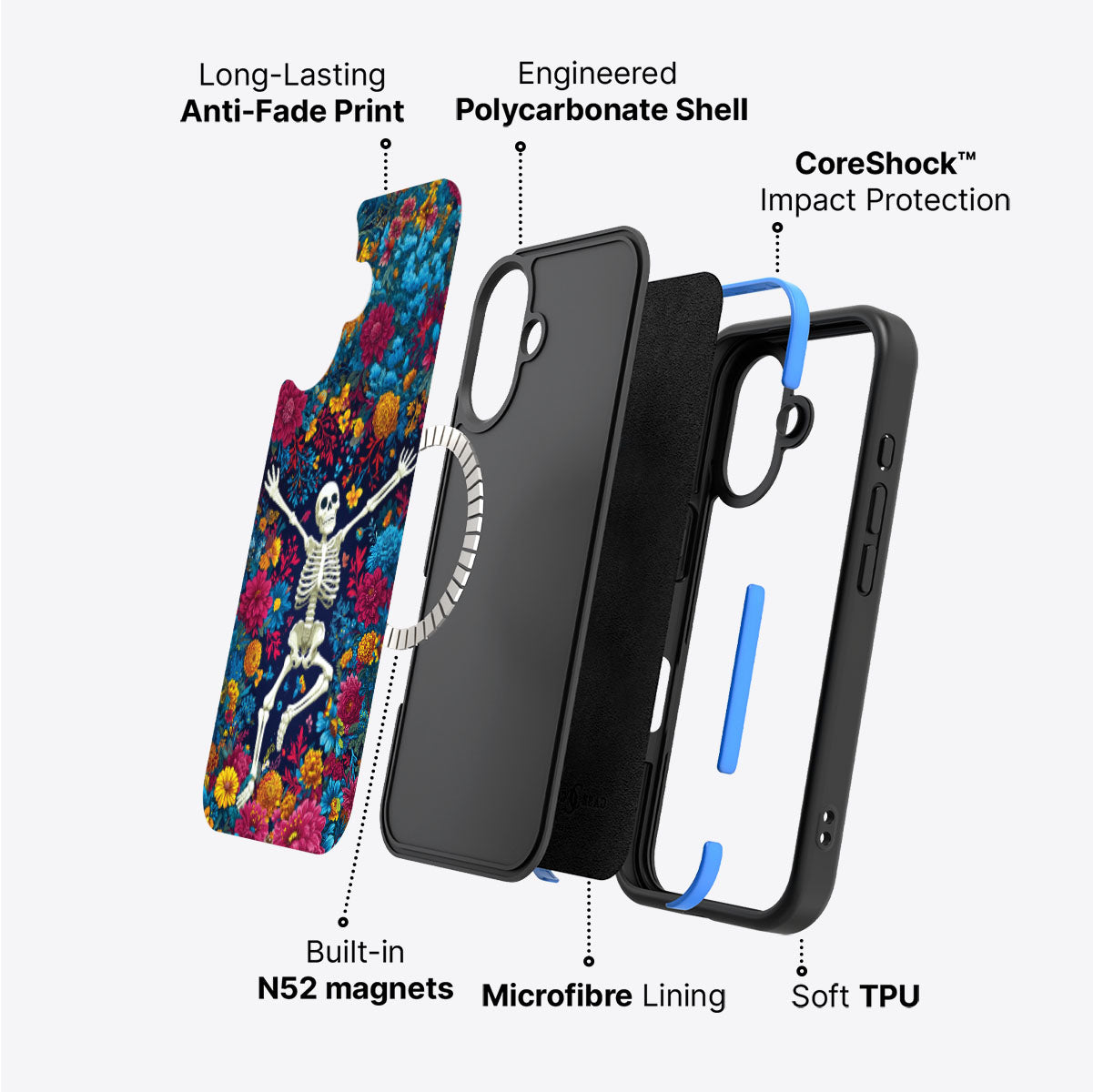 iPhone 16 Plus Case with MagSafe – Skeleton Garden