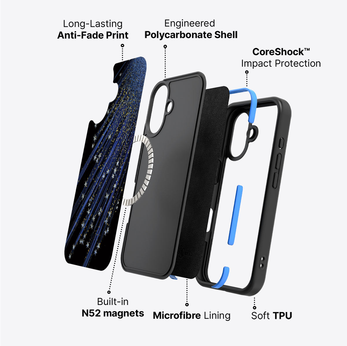 iPhone 16 Plus Case with MagSafe – Star Cascade