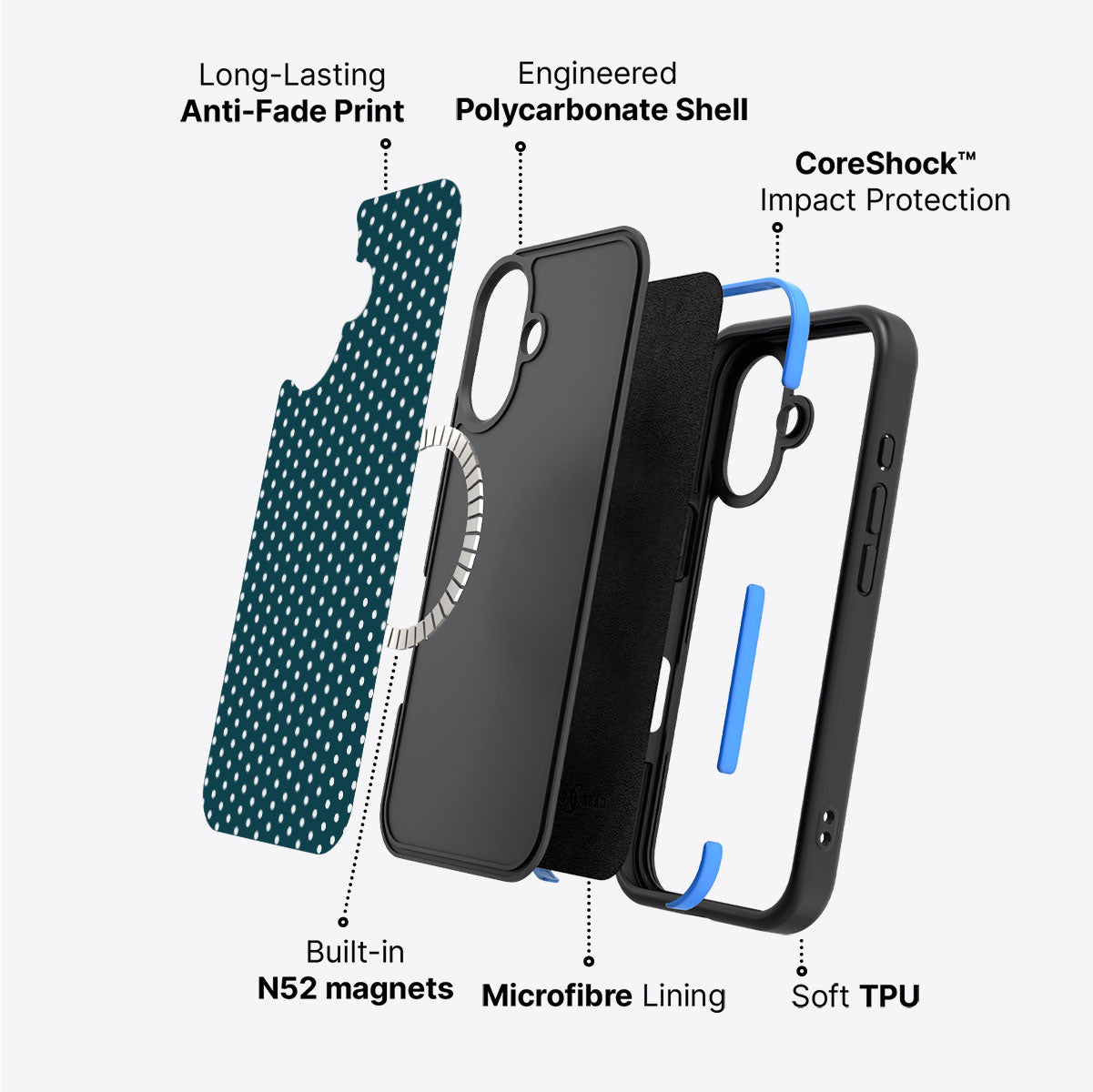 Teal Mesh - iPhone 16 Plus Case #case type_core (magsafe)