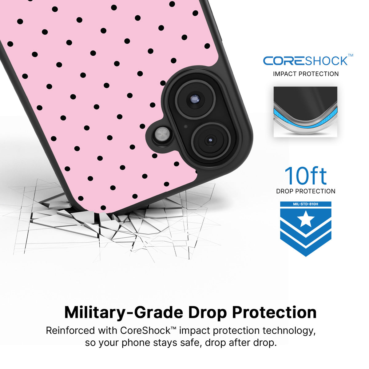 Pink Polka Dot iPhone 16 Plus Case – Veloria | MagSafe