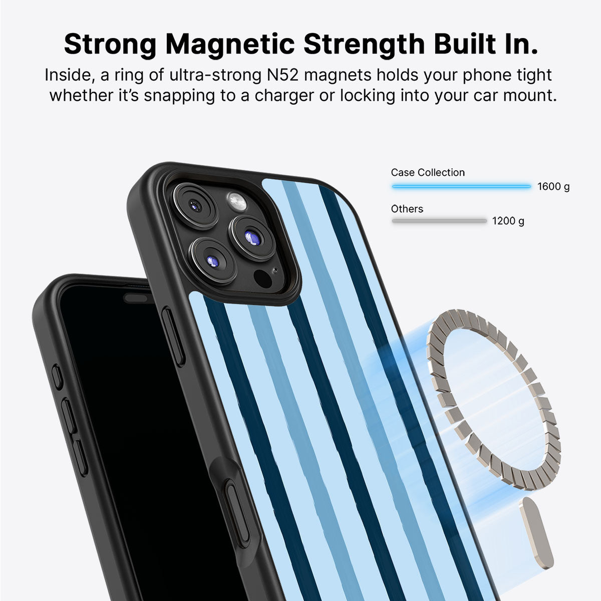 Blue Watercolor Stripes - iPhone 16 Pro Case #case type_core (magsafe)