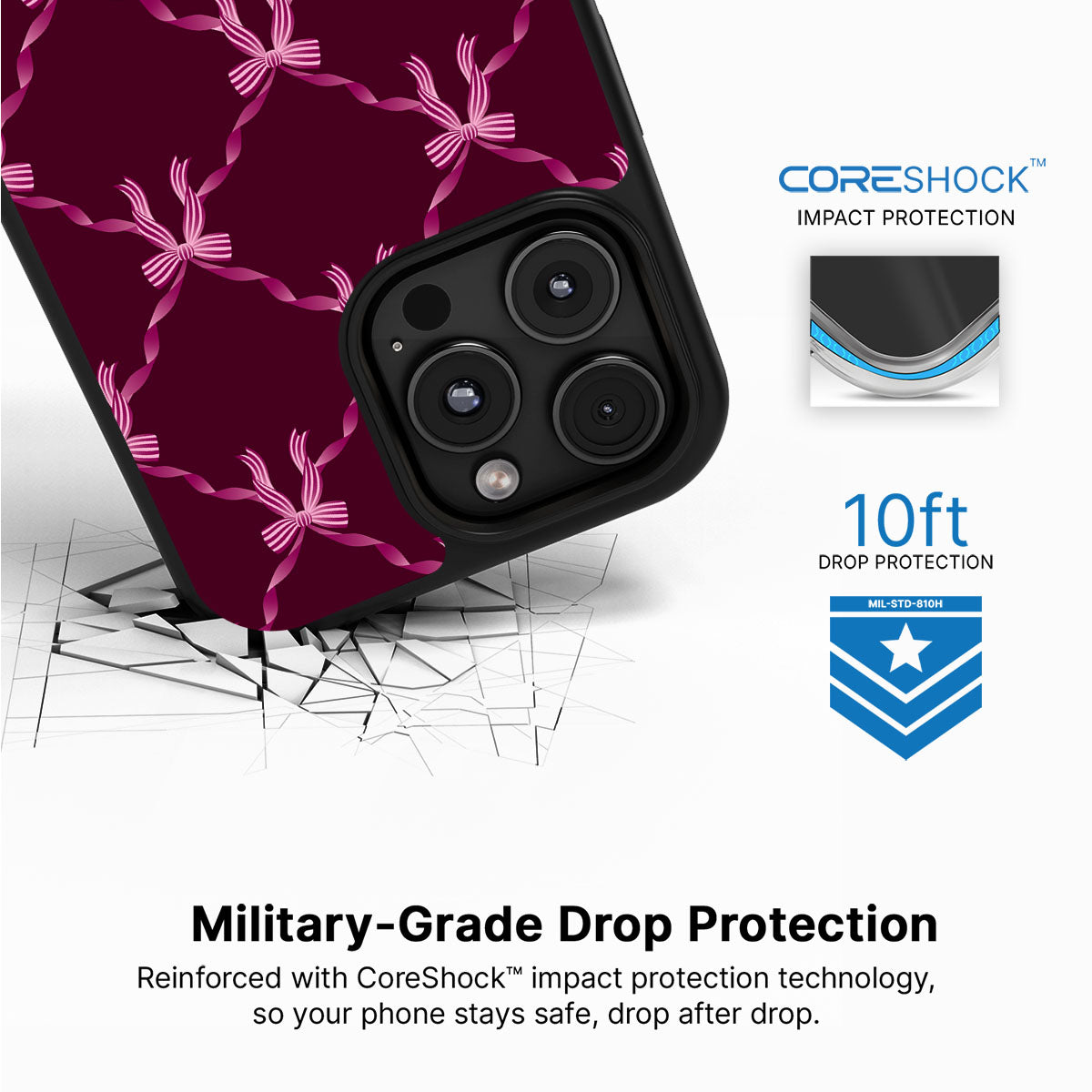 Bordeaux Bow - iPhone 16 Pro Case