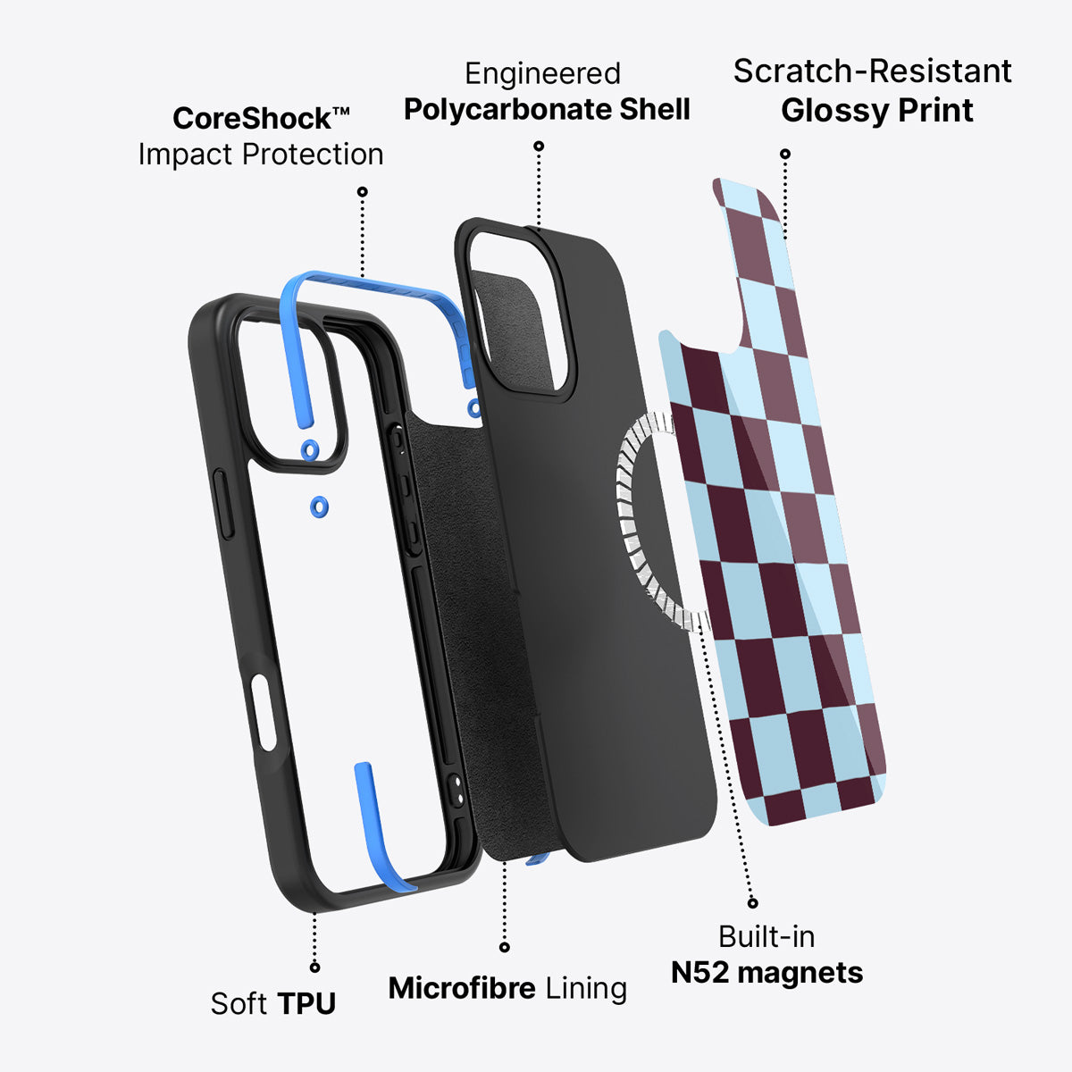 iPhone 16 Pro case construction – Cabernet Tile phone case