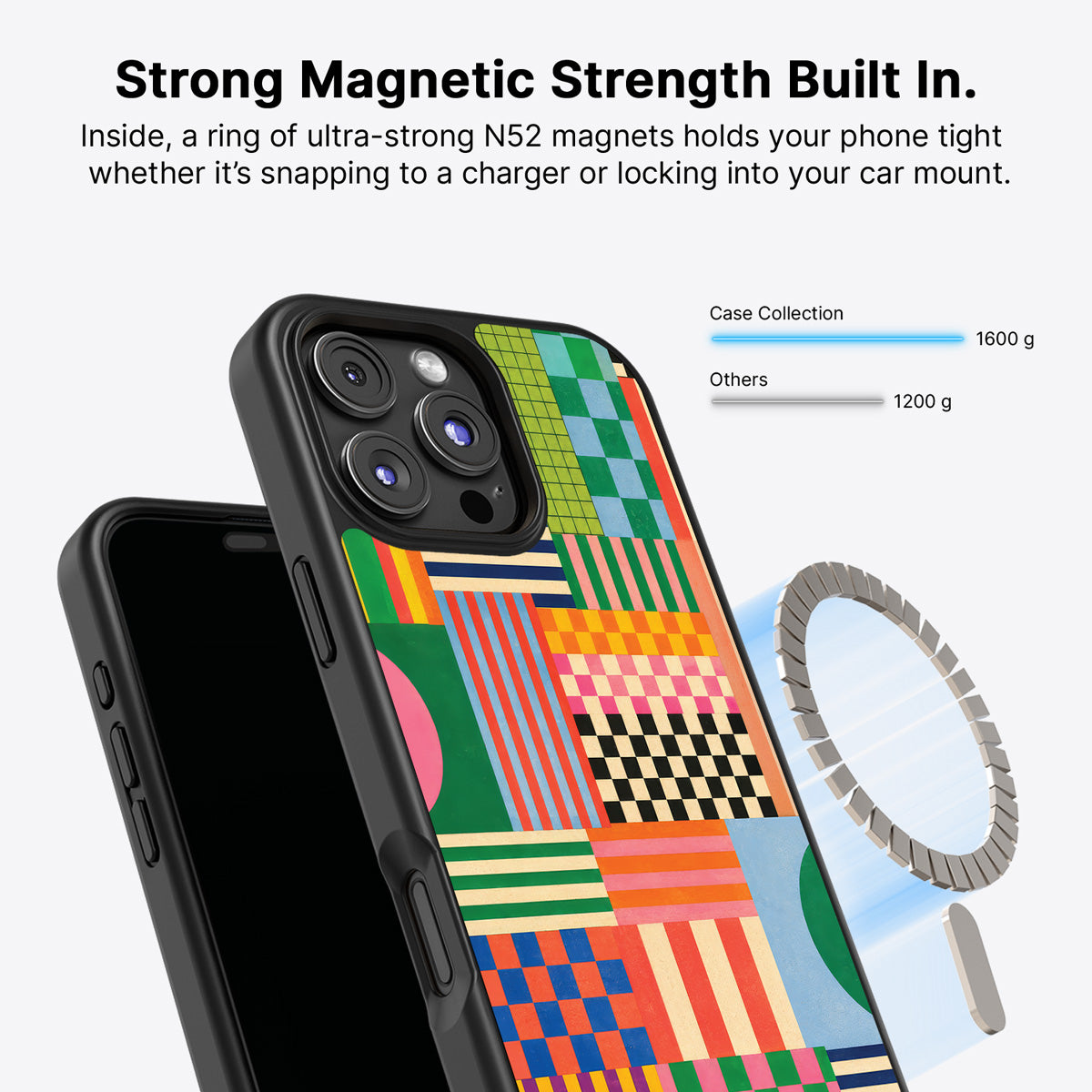 iPhone 16 Pro MagSafe case – Carnival Quilt design