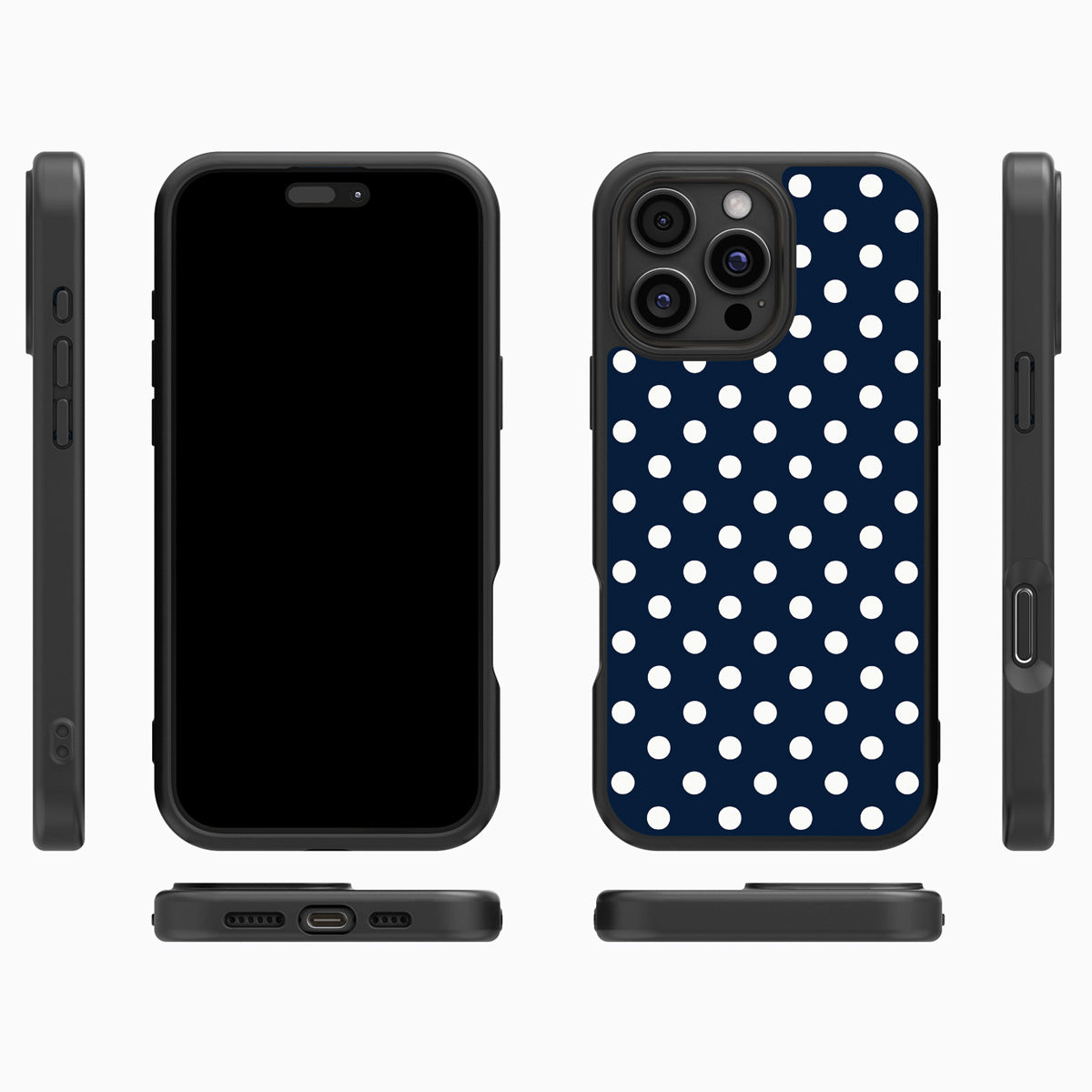 Navy Polka Dot iPhone 16 Pro Case – Deep Sea | MagSafe