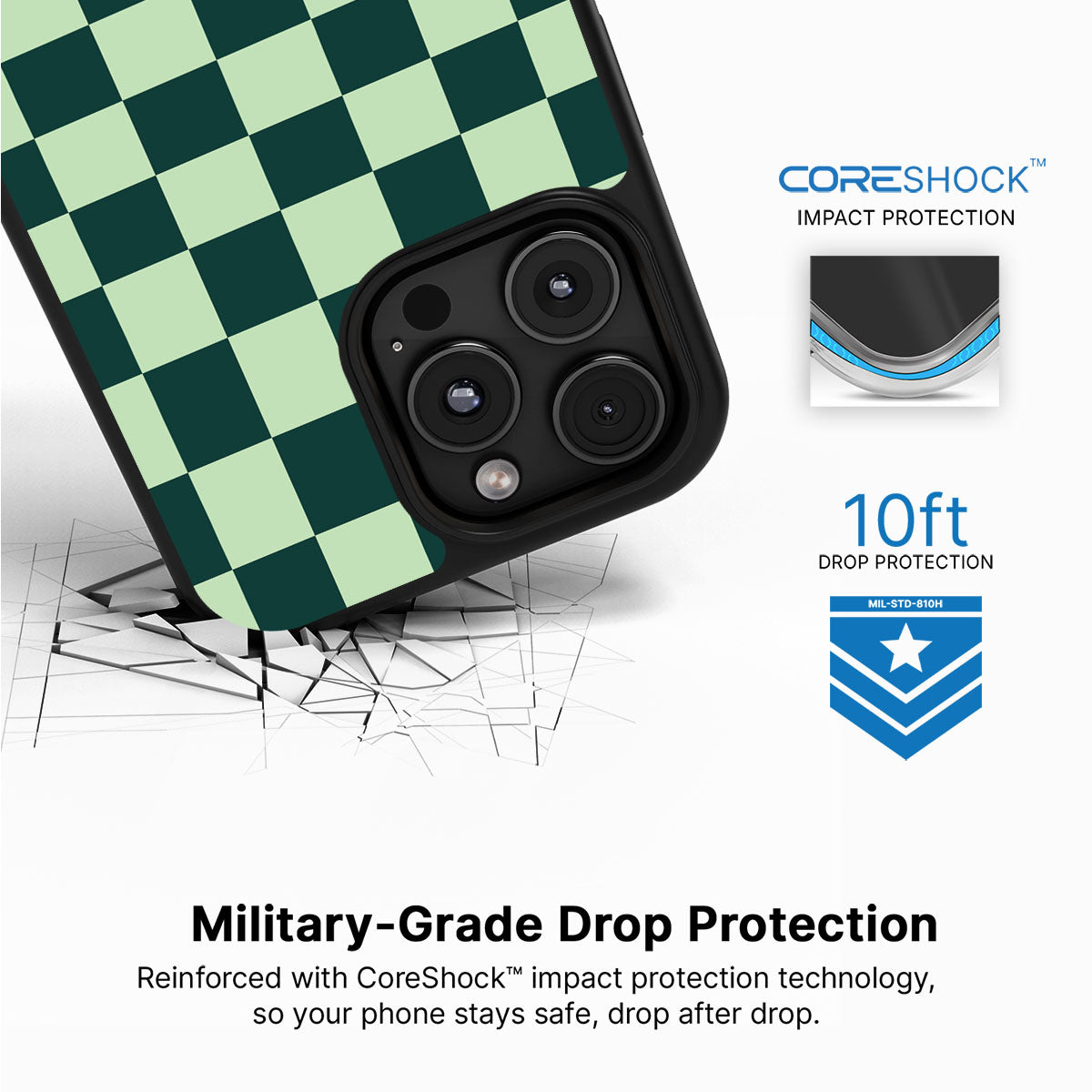Mint Matrix iPhone 16 Pro case with drop protection