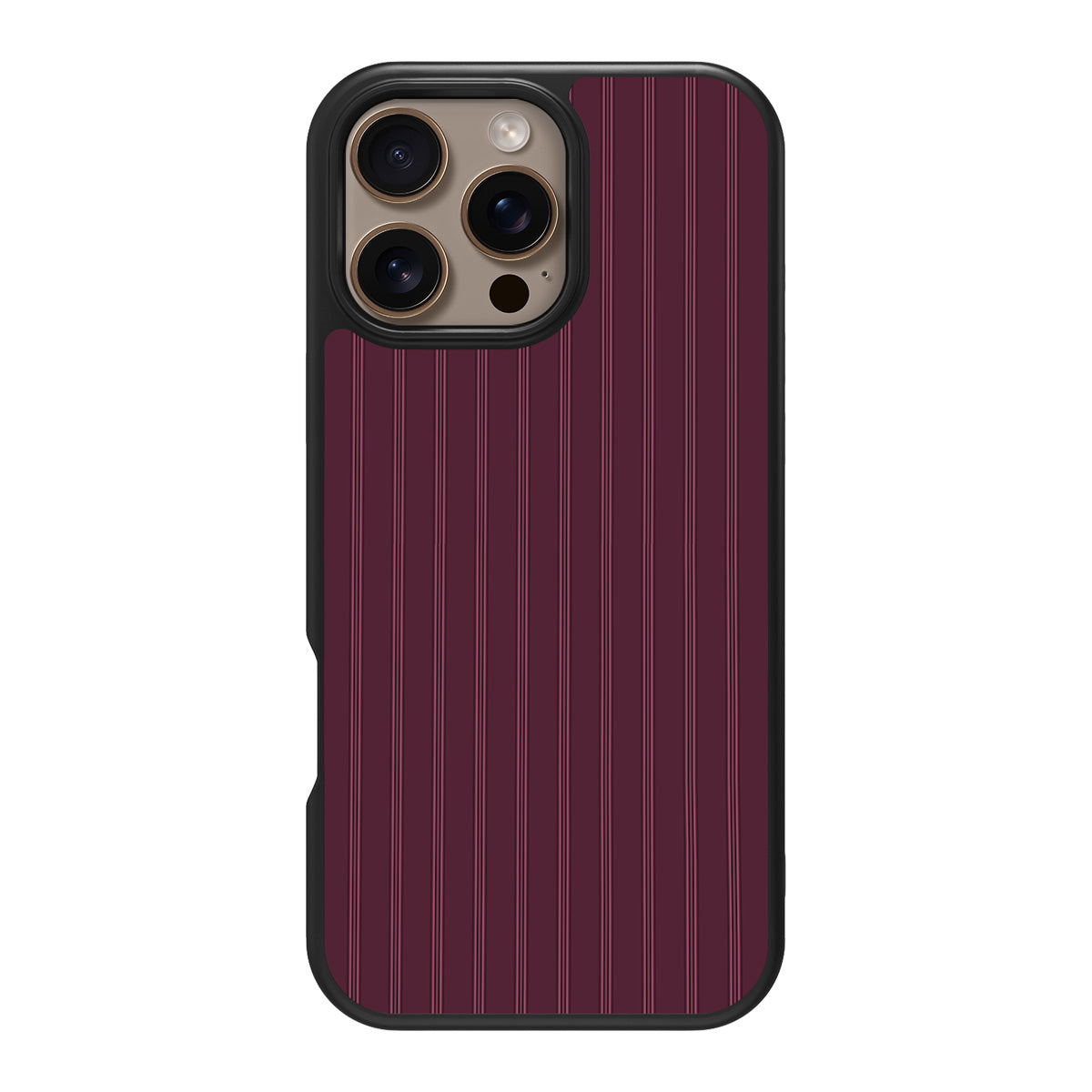 Mulberry Pinstripe design back view – iPhone 16 Pro case