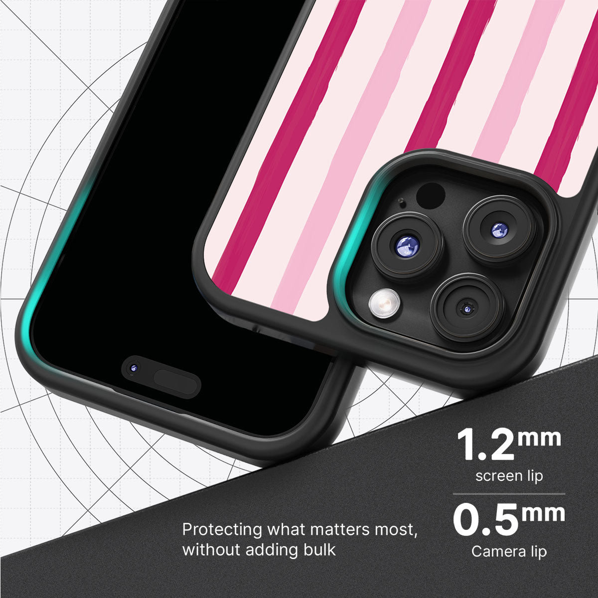 Pink Watercolor Stripes - iPhone 16 Pro Case #case type_core (magsafe), #case type_core (non magsafe)