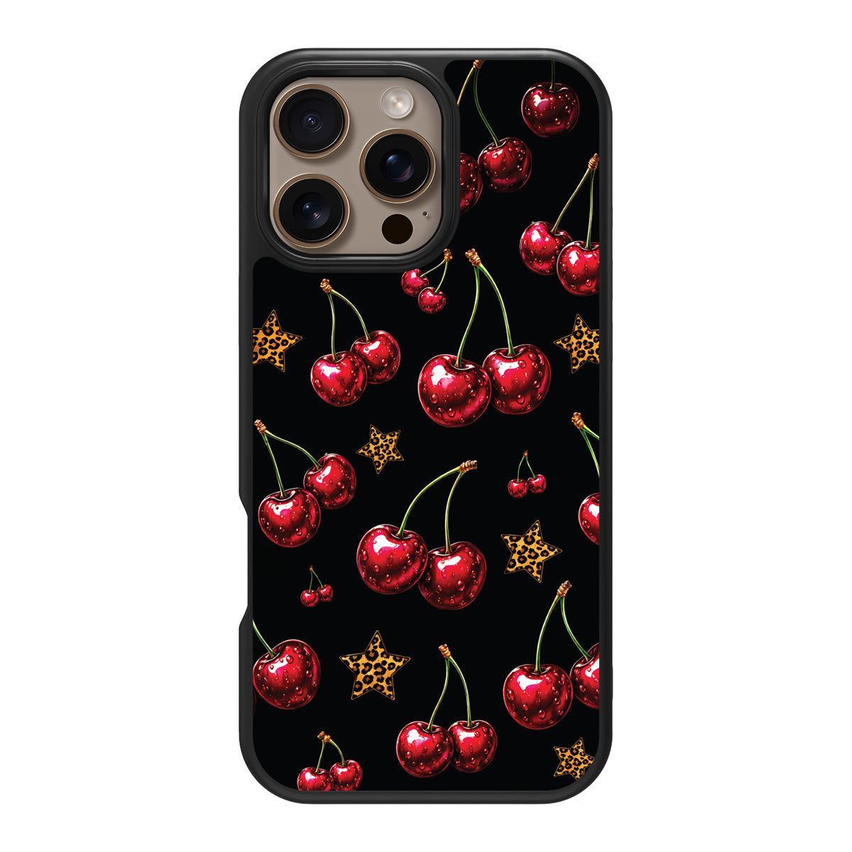 Rebel Cherry design back view – iPhone 16 Pro case