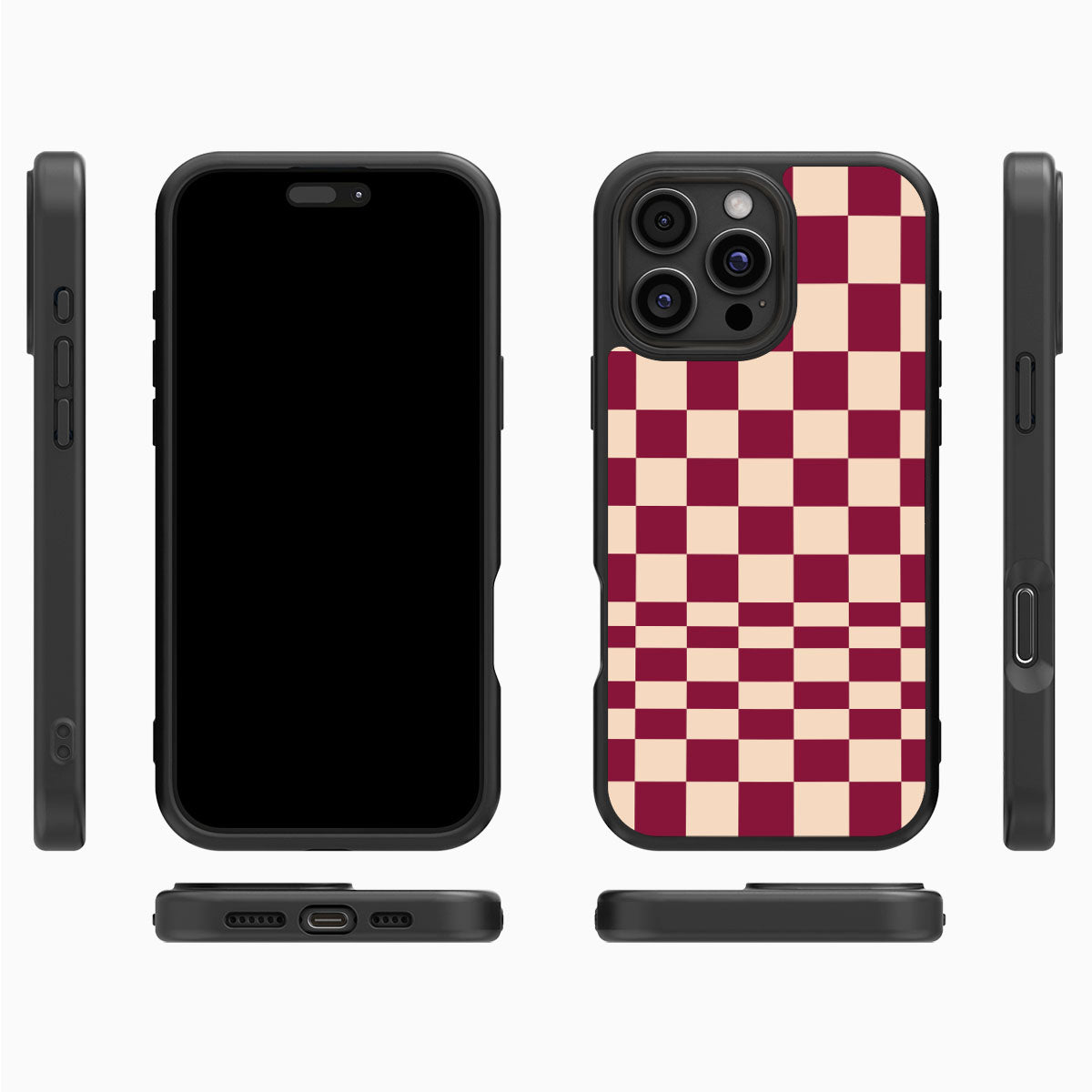 Rouge Board iPhone 16 Pro case cover – multi-angle view