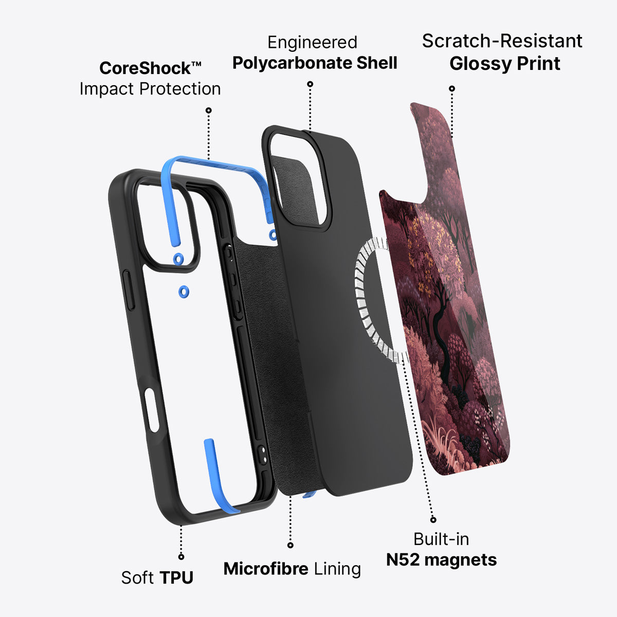 iPhone 16 Pro case construction – Velvet Reverie phone case