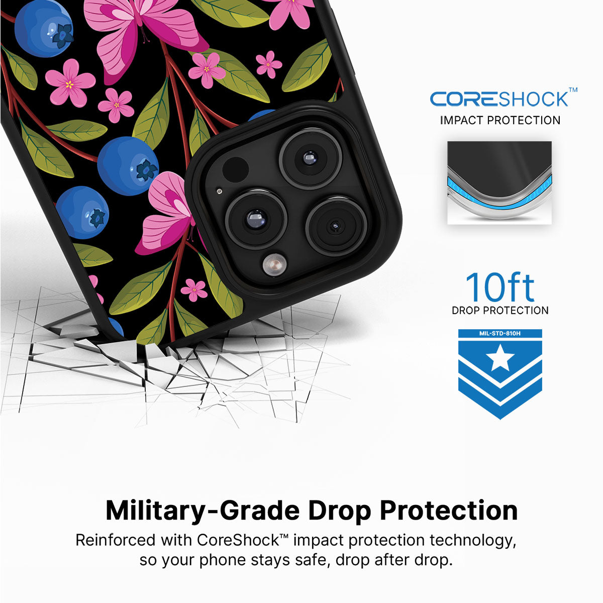 Blueberry Butterflies - iPhone 16 Pro Max Case #case type_core (magsafe), #case type_core (non magsafe)