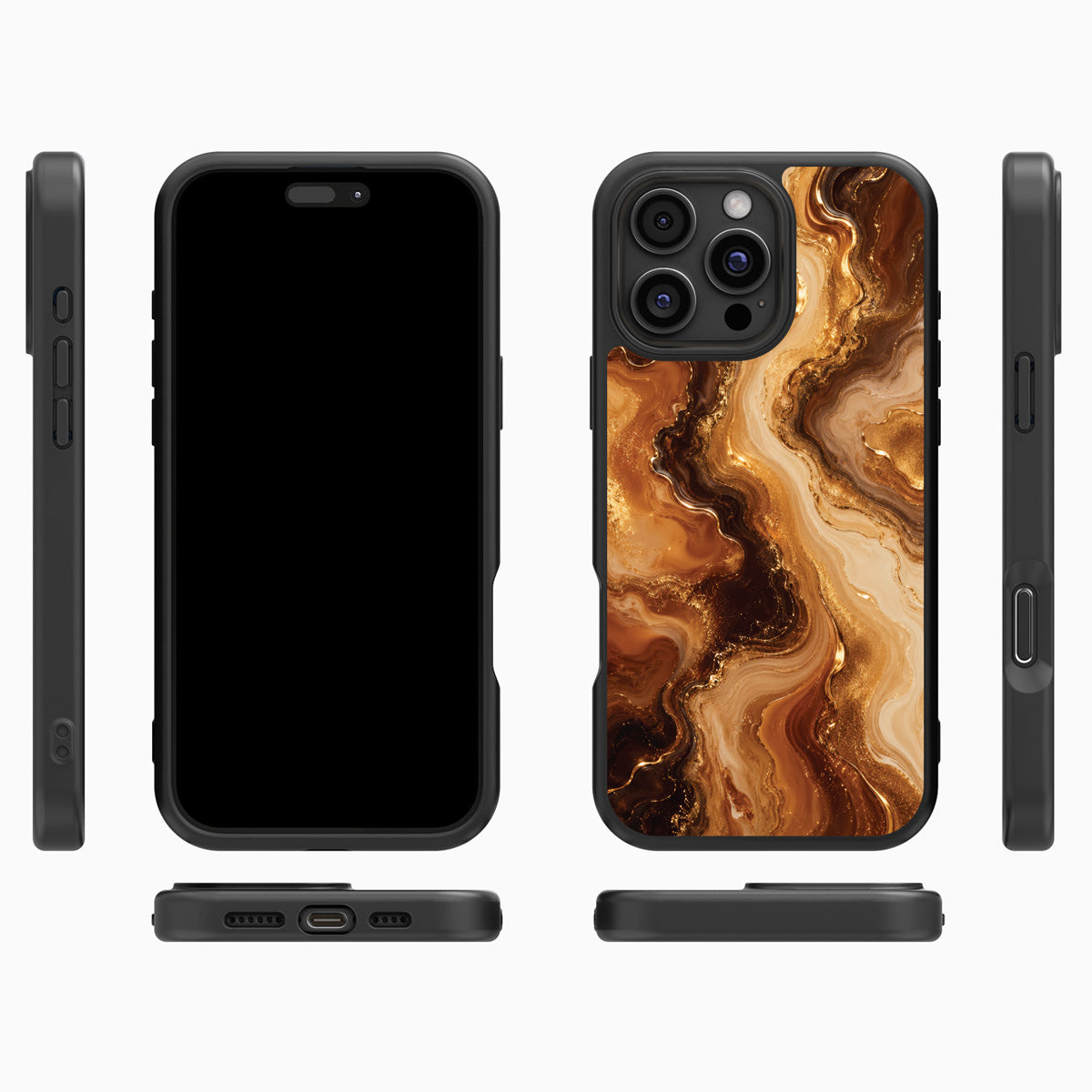 Caramel Swirl iPhone 16 Pro Max case cover – multi-angle view