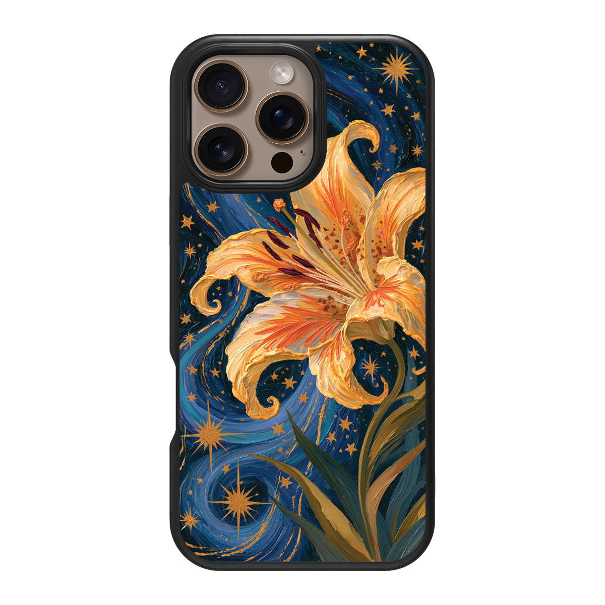 Celestial Bloom design back view – iPhone 16 Pro Max case