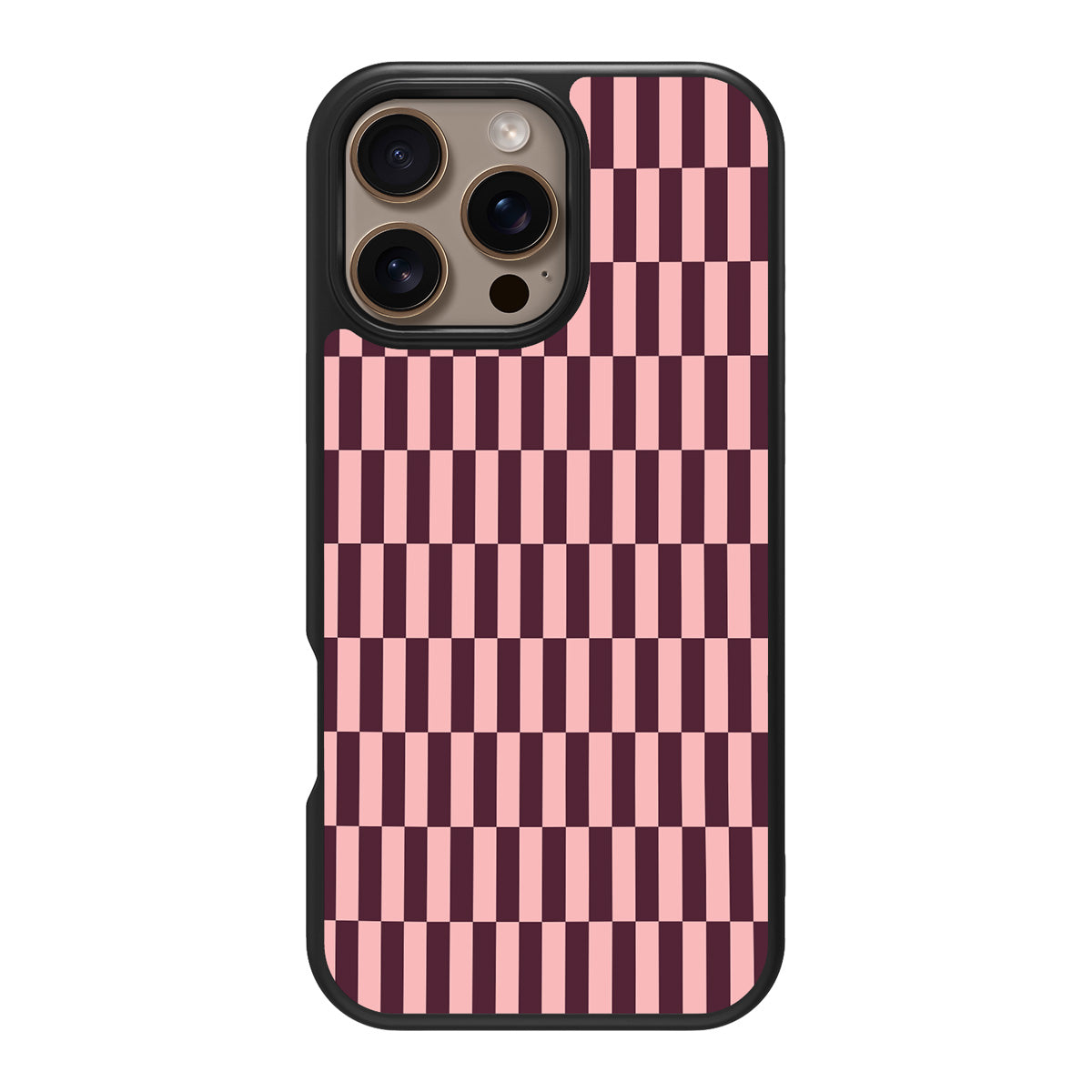 Claret Stack design back view – iPhone 16 Pro Max case