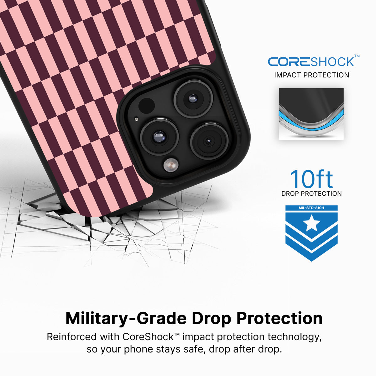 Claret Stack iPhone 16 Pro Max case with drop protection