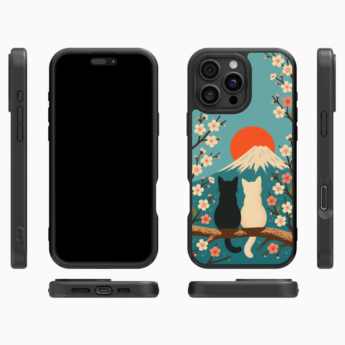 Fuji Cats iPhone 16 Pro Max case cover – multi-angle view