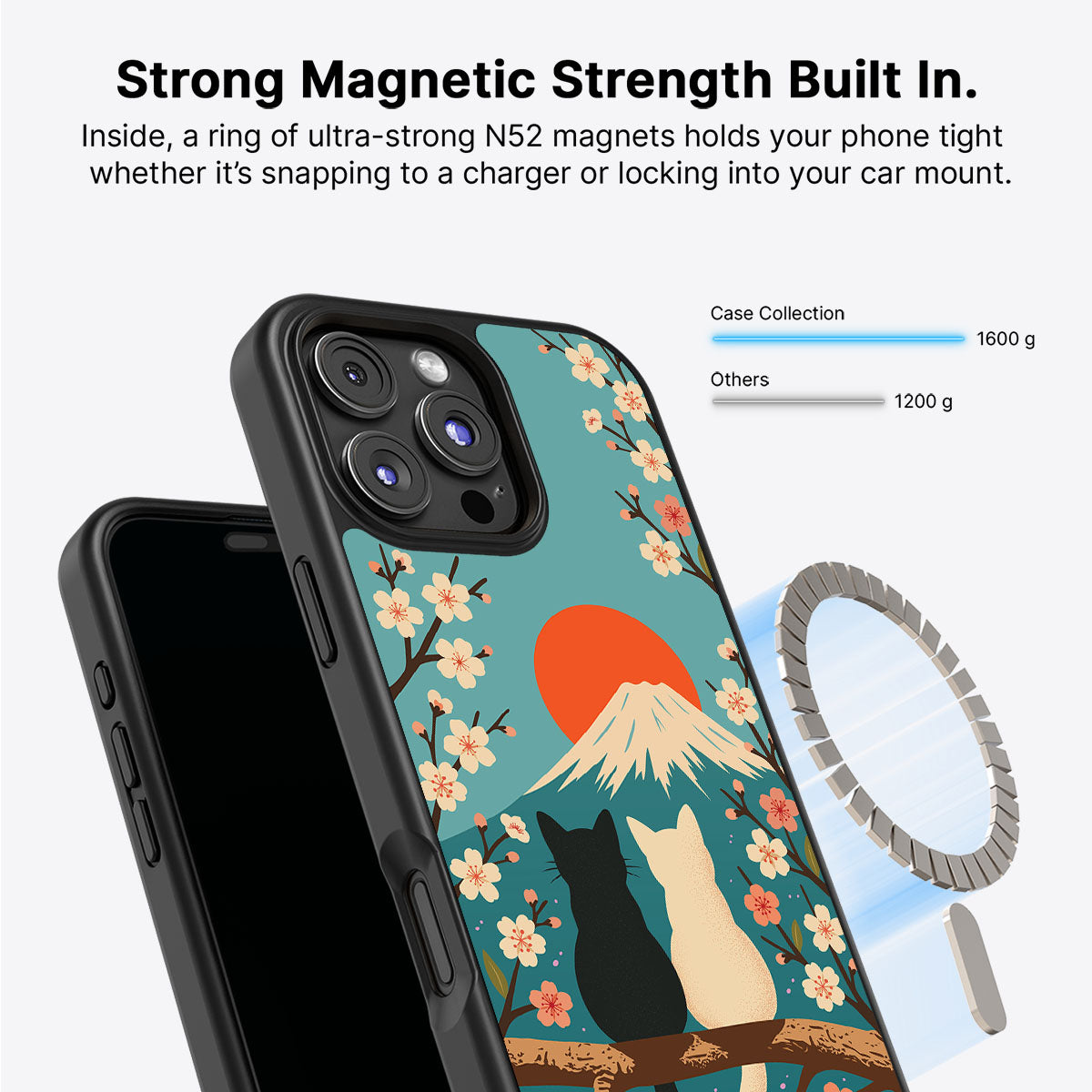 iPhone 16 Pro Max MagSafe case – Fuji Cats design