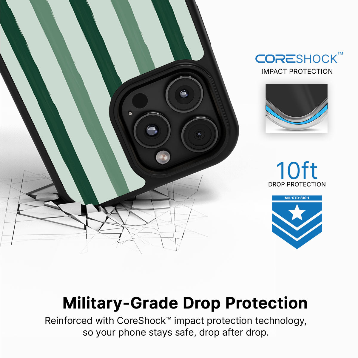 Green Watercolor Stripes - iPhone 16 Pro Max Case #case type_core (magsafe), #case type_core (non magsafe)