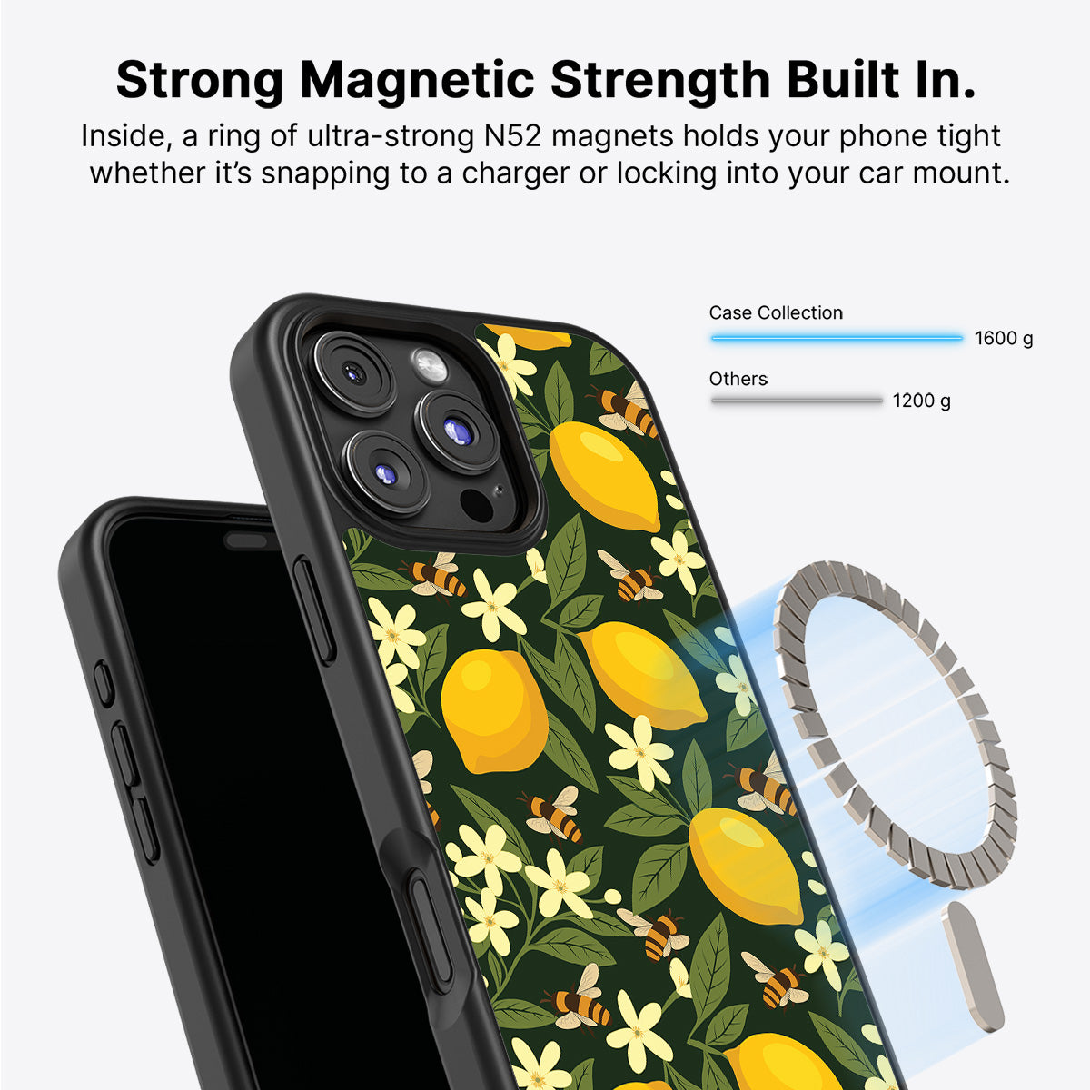 iPhone 16 Pro Max MagSafe case – Lemon and Bees design
