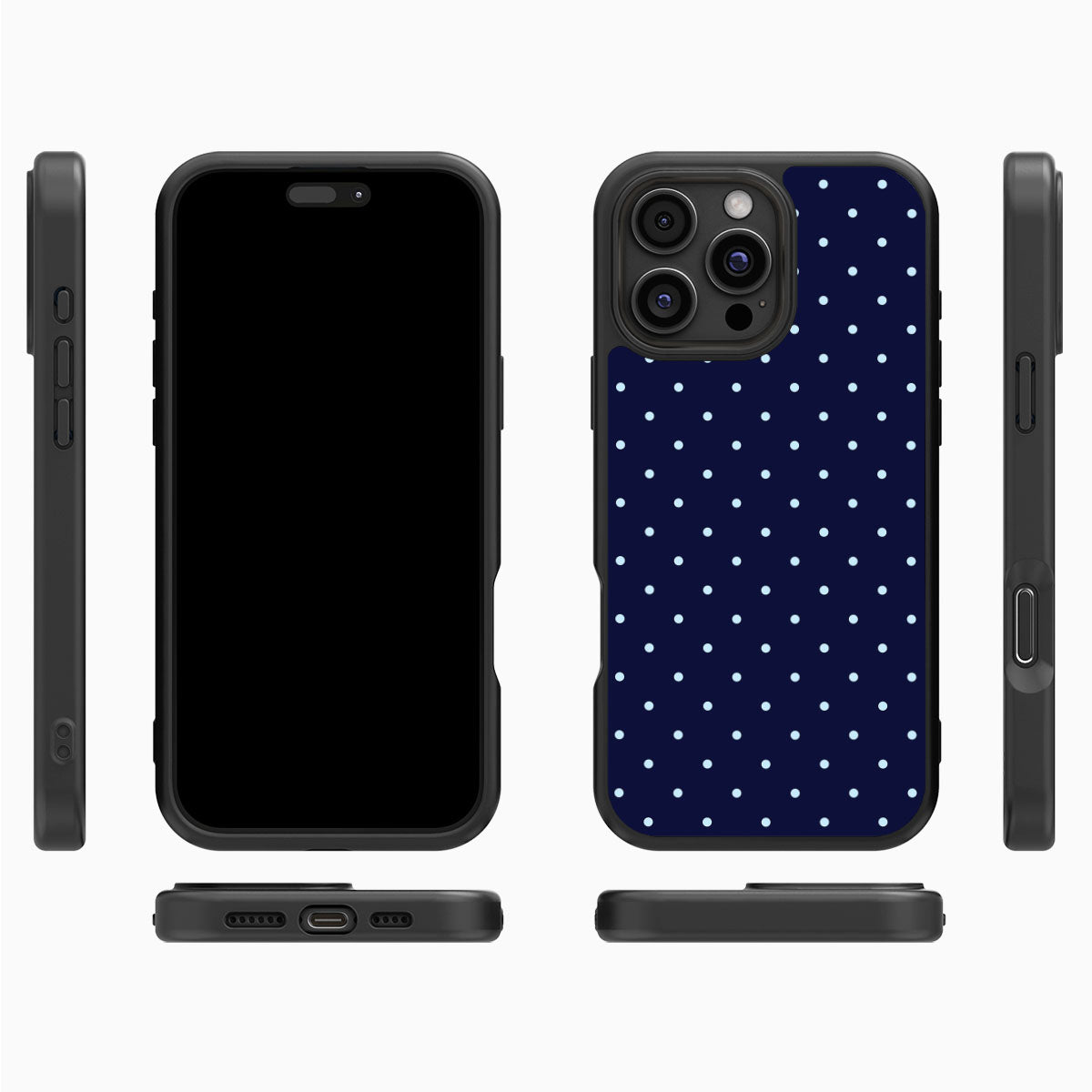 Navy Whisper iPhone 16 Pro Max case cover – multi-angle view