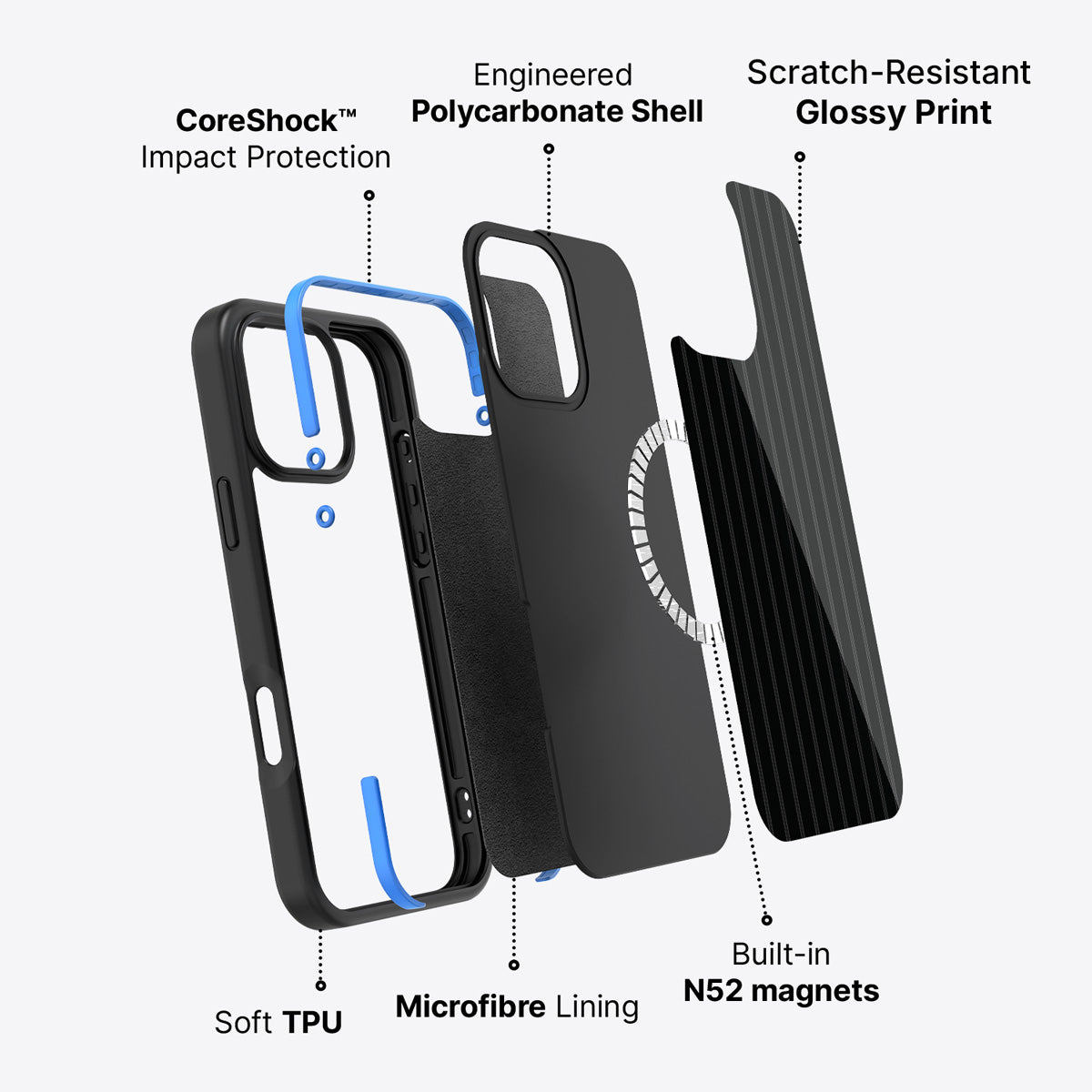 iPhone 16 Pro Max case construction – Onyx Pinstripe phone case