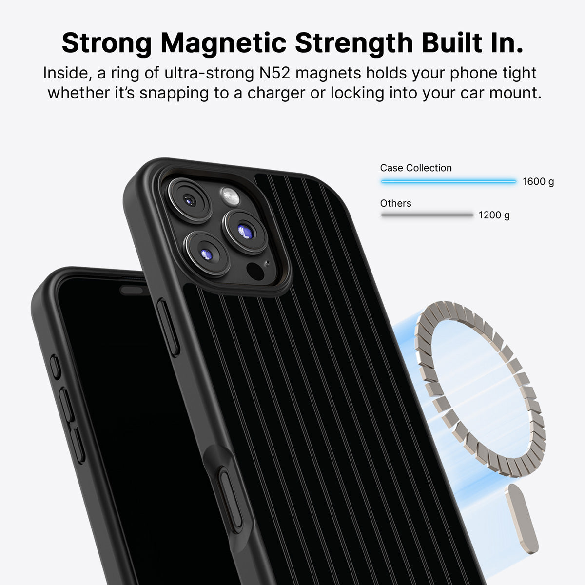 iPhone 16 Pro Max MagSafe case – Onyx Pinstripe design