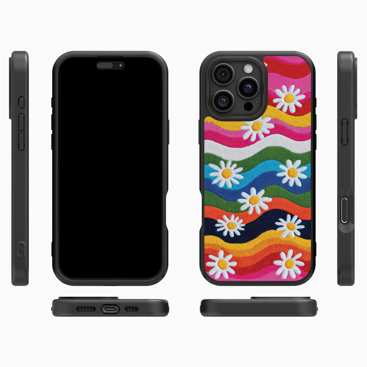 iPhone 16 Pro Max Case with MagSafe – Rainbow Daisy