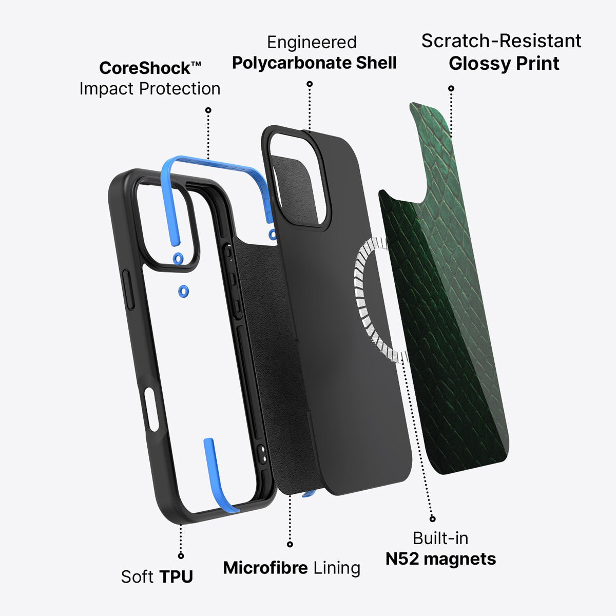 Green Designer iPhone 16 Pro Max Case – Slytherin Senses | MagSafe