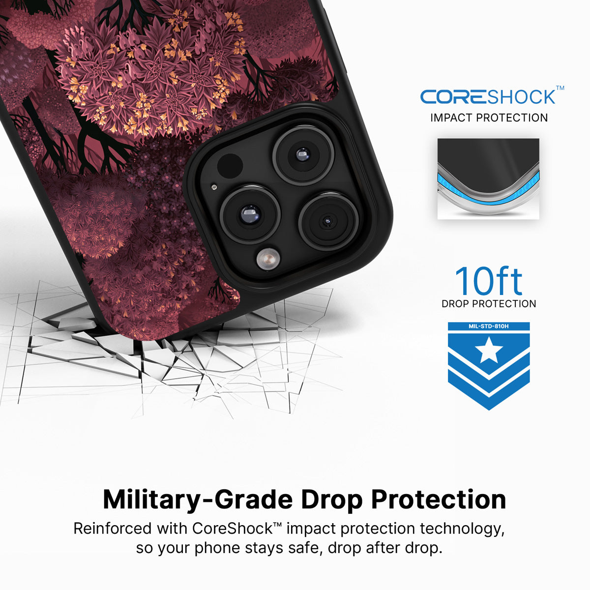 Velvet Reverie iPhone 16 Pro Max case with drop protection