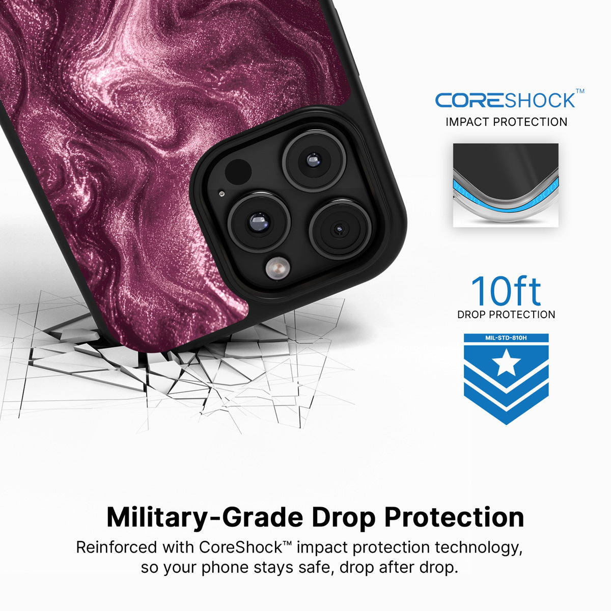 Wine Shimmer iPhone 16 Pro Max case with drop protection