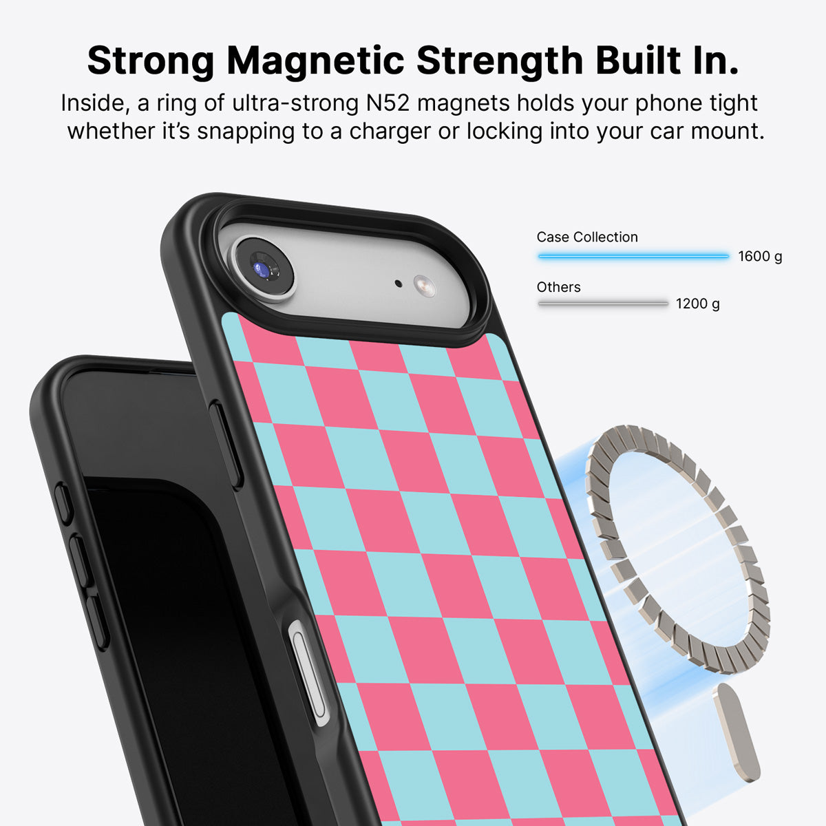 Blue Checkered Designer iPhone Air Case – Candy Floss | MagSafe