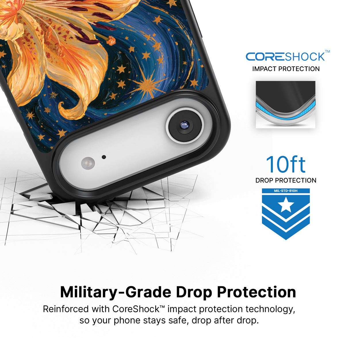 Celestial Bloom iPhone Air case with drop protection