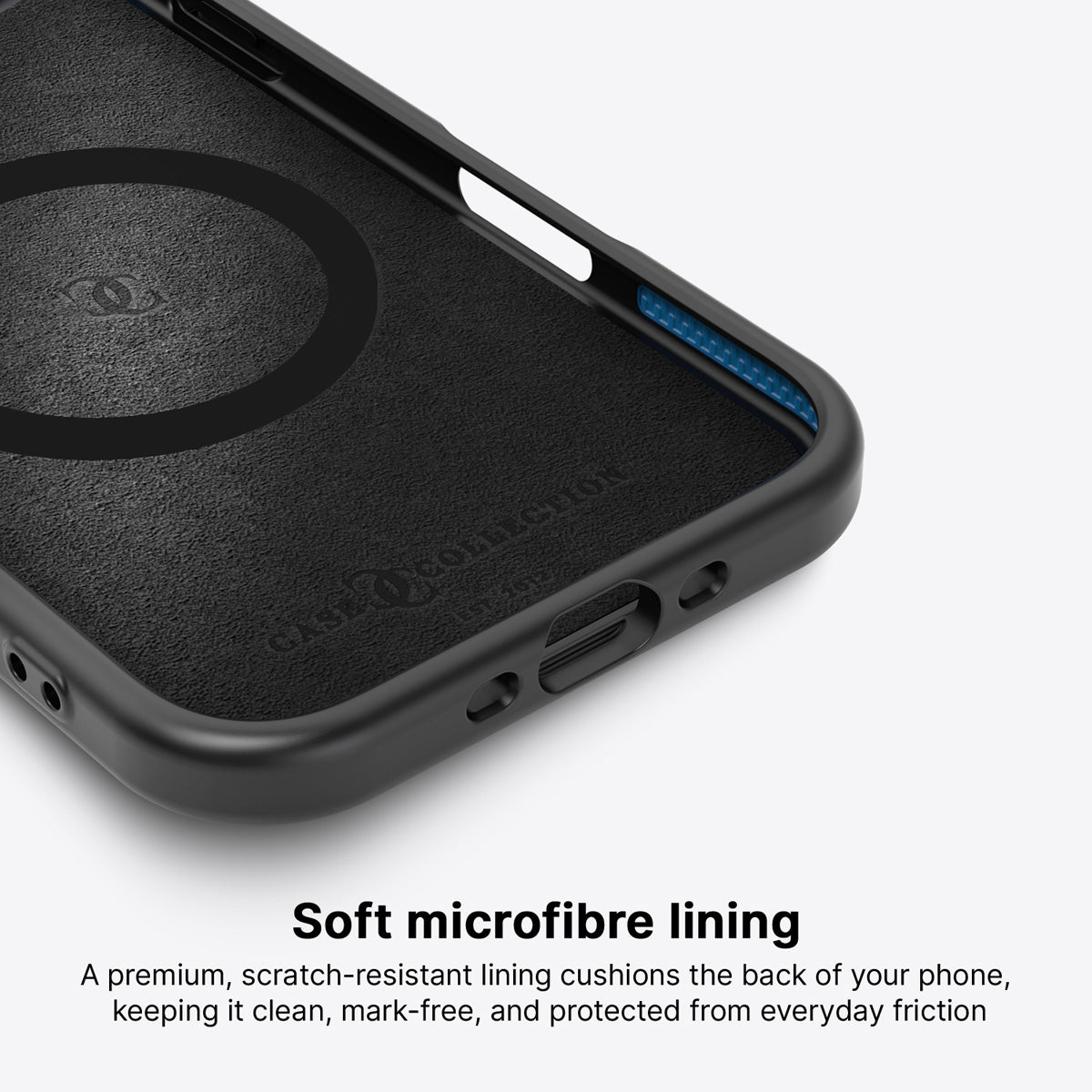 iPhone Air case interior – Celestial Bloom microfibre lining