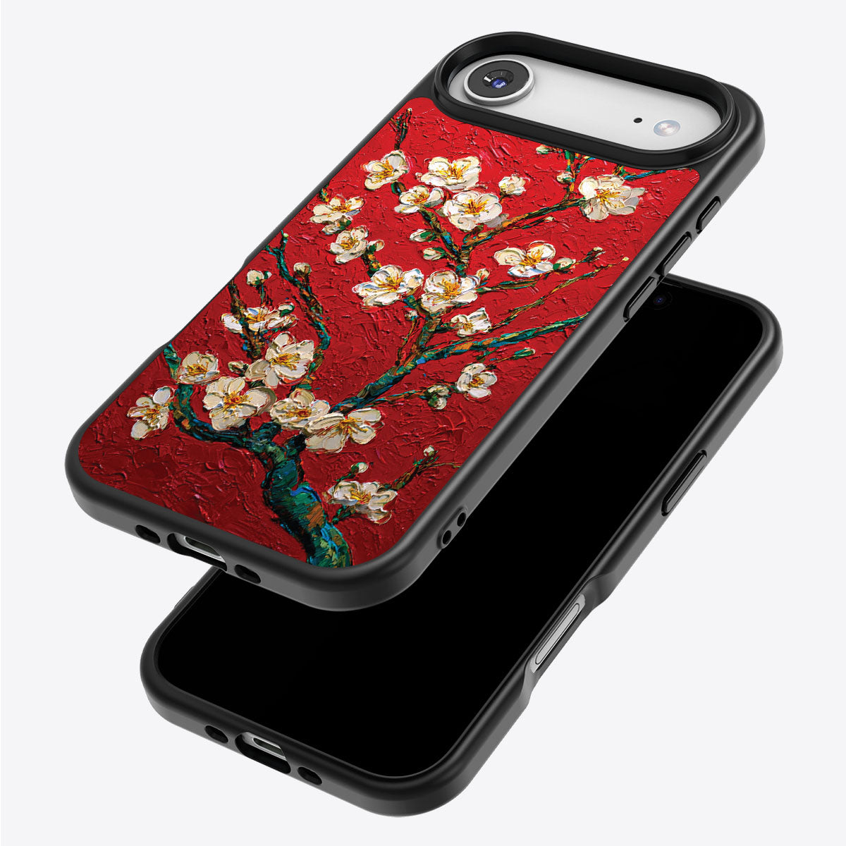 Crimson Blossom iPhone Air case – back and side view