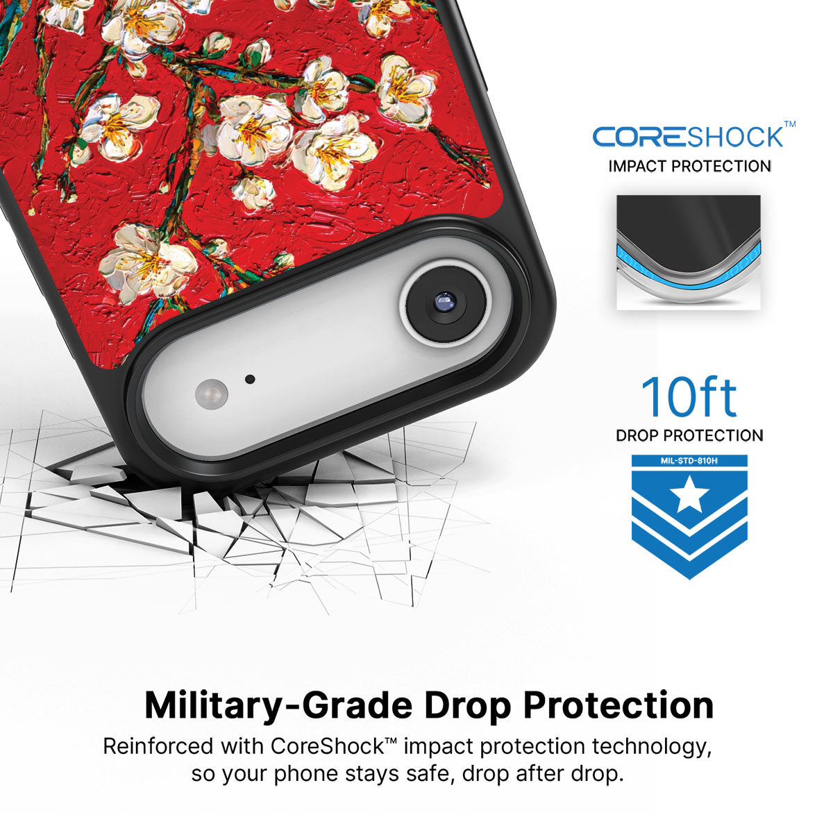 Crimson Blossom iPhone Air case with drop protection