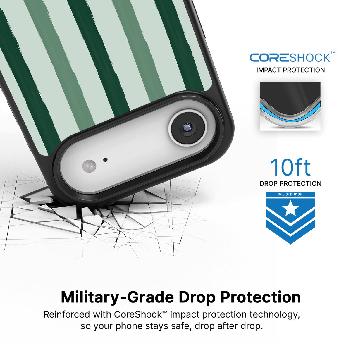 Green Watercolor Stripes - iPhone 17 Air Case #case type_core (magsafe), #case type_core (non magsafe)