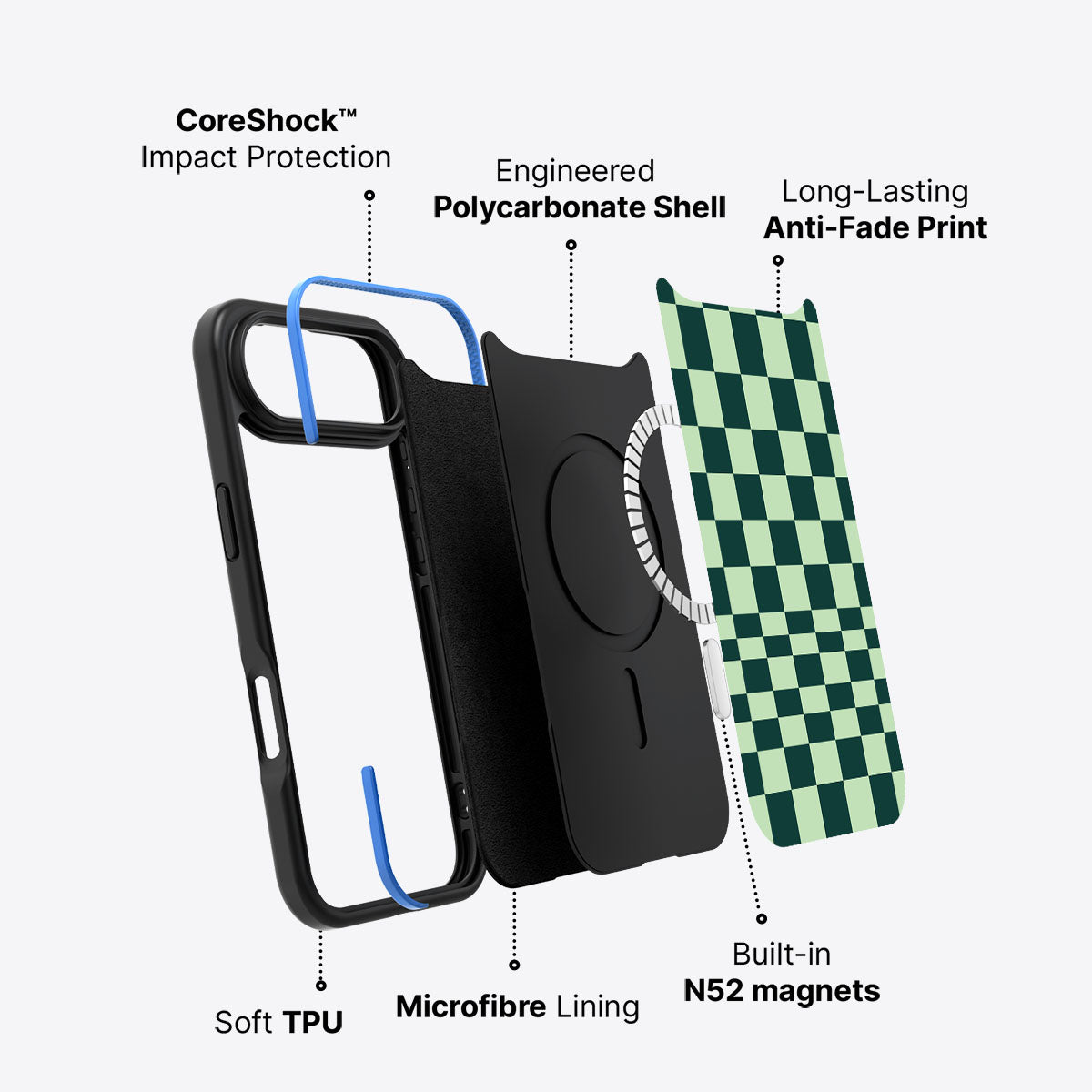 iPhone Air case construction – Mint Matrix phone case