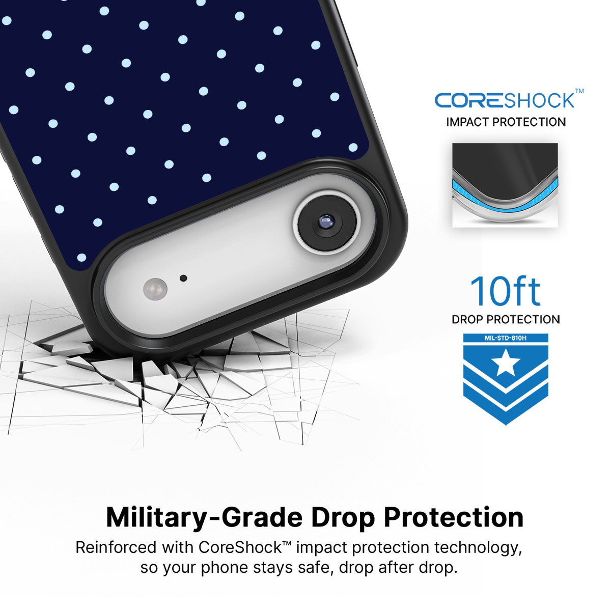 Navy Whisper iPhone Air case with drop protection
