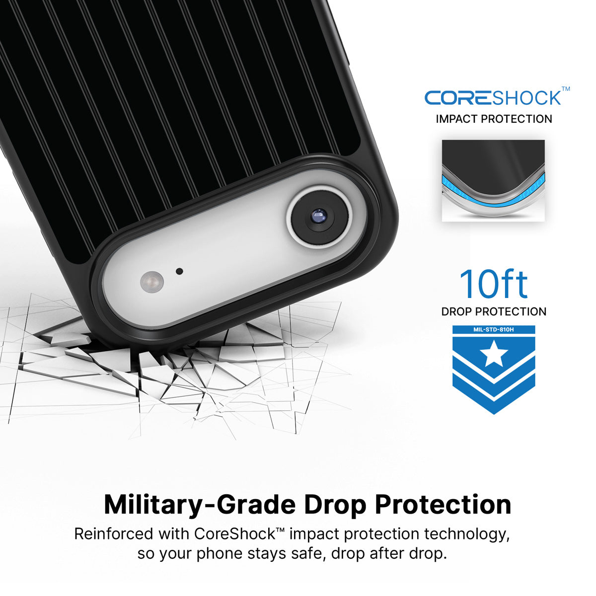 Onyx Pinstripe iPhone Air case with drop protection