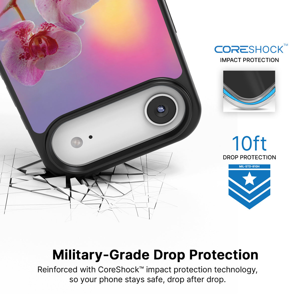 Orchid Dream iPhone Air case with drop protection