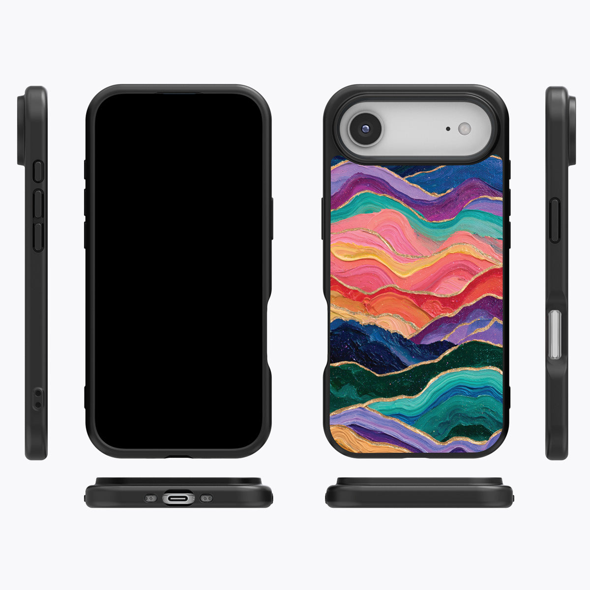 Painted Peaks iPhone Air case cover – multi-angle view