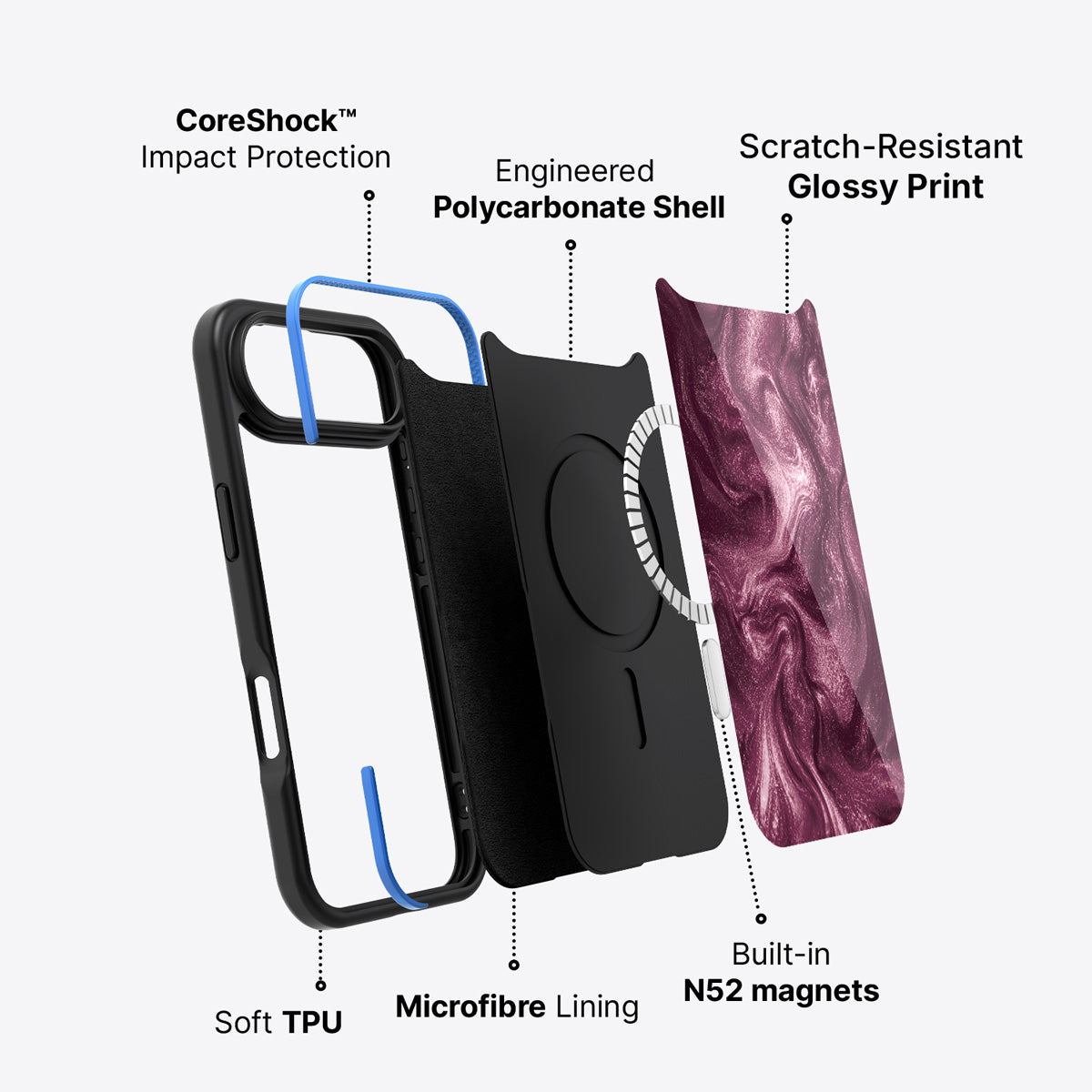 iPhone Air case construction – Wine Shimmer phone case