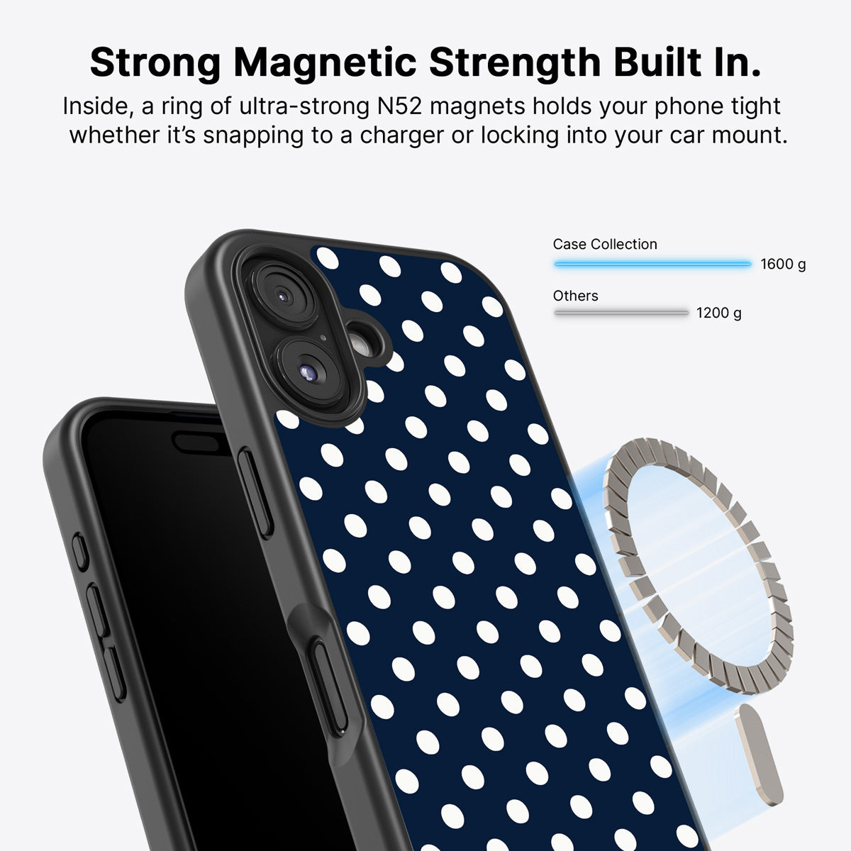 Navy Polka Dot iPhone 17 Case – Deep Sea | MagSafe