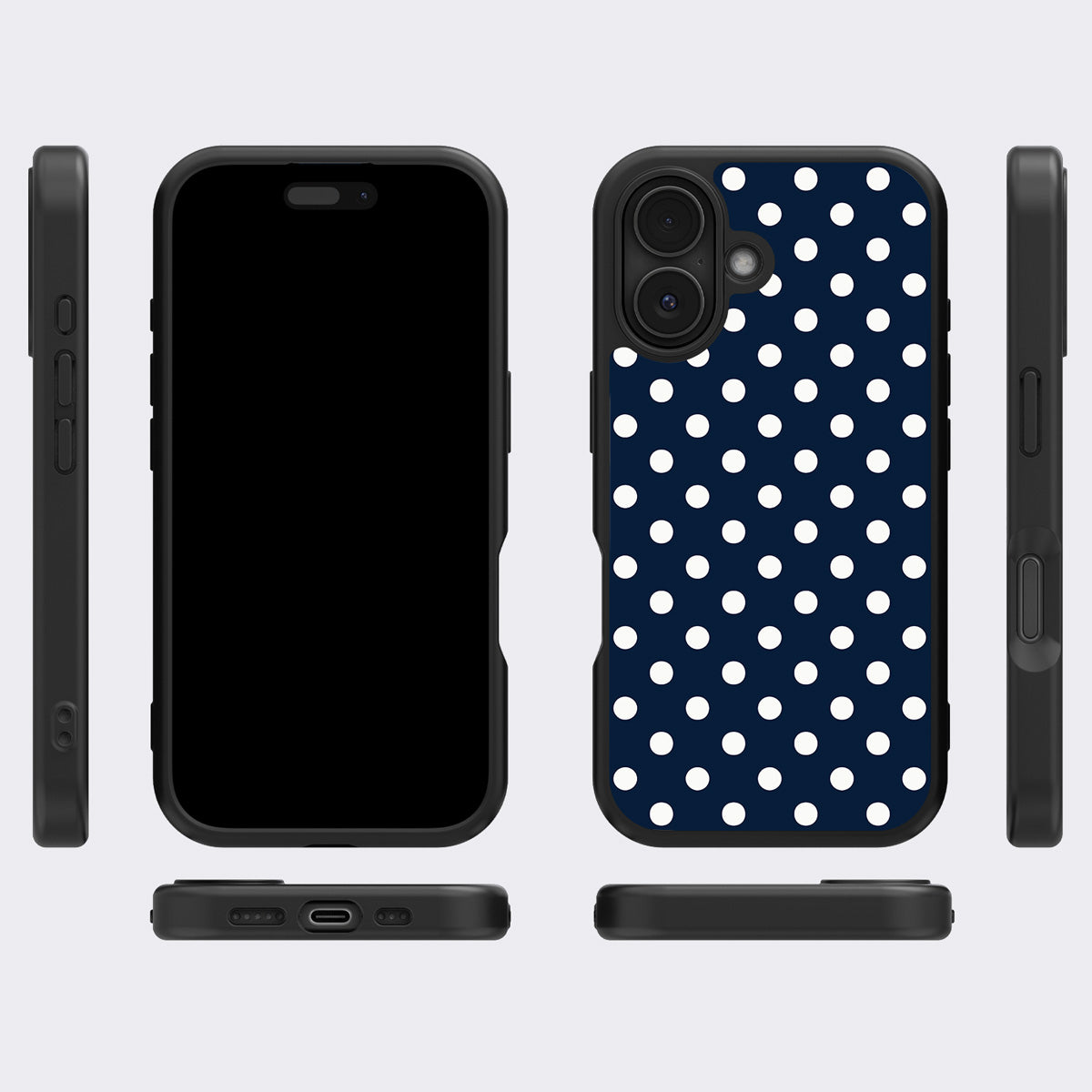 Navy Polka Dot iPhone 17 Case – Deep Sea | MagSafe