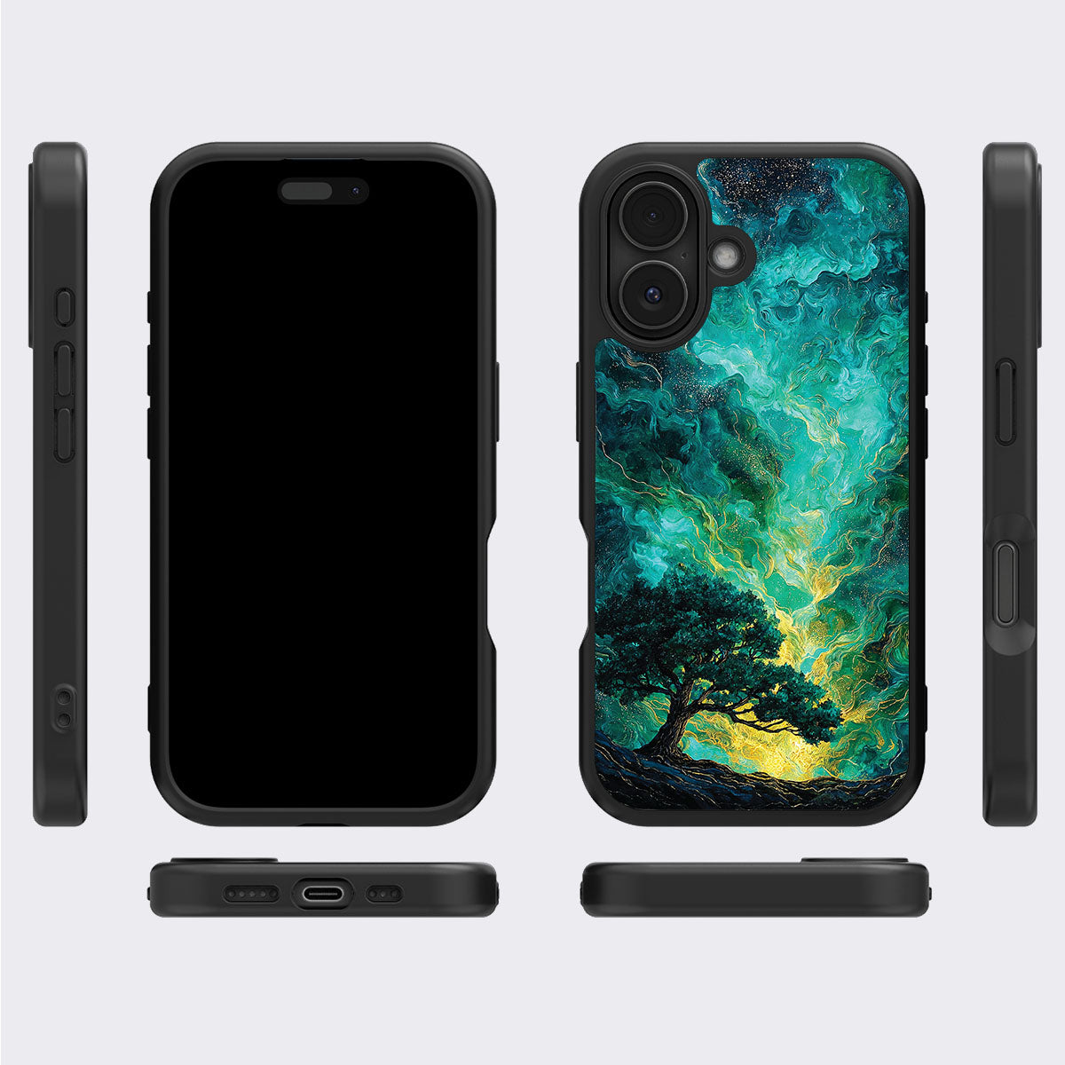 Emerald Storm iPhone 17 case cover – multi-angle view