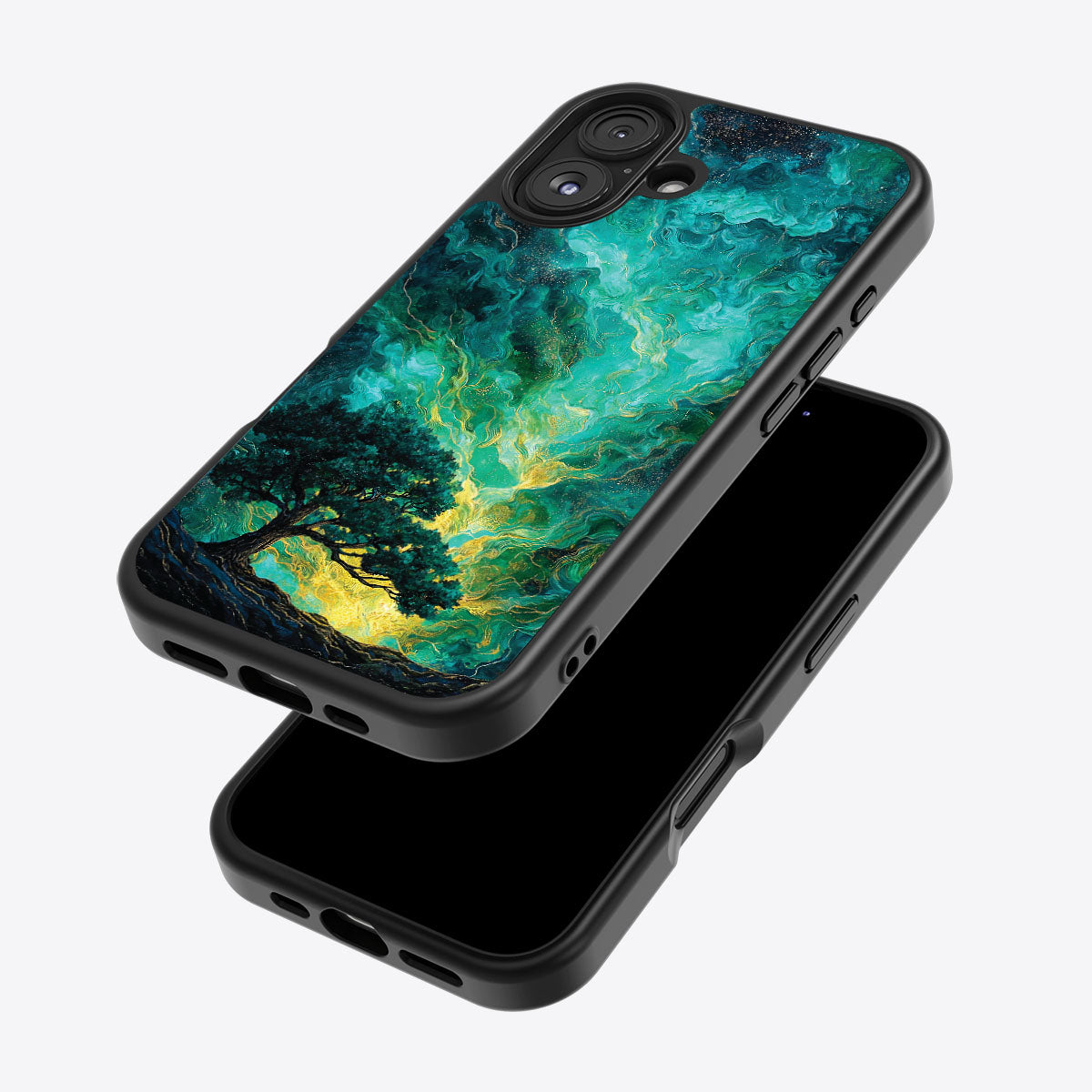 Emerald Storm iPhone 17 case – back and side view