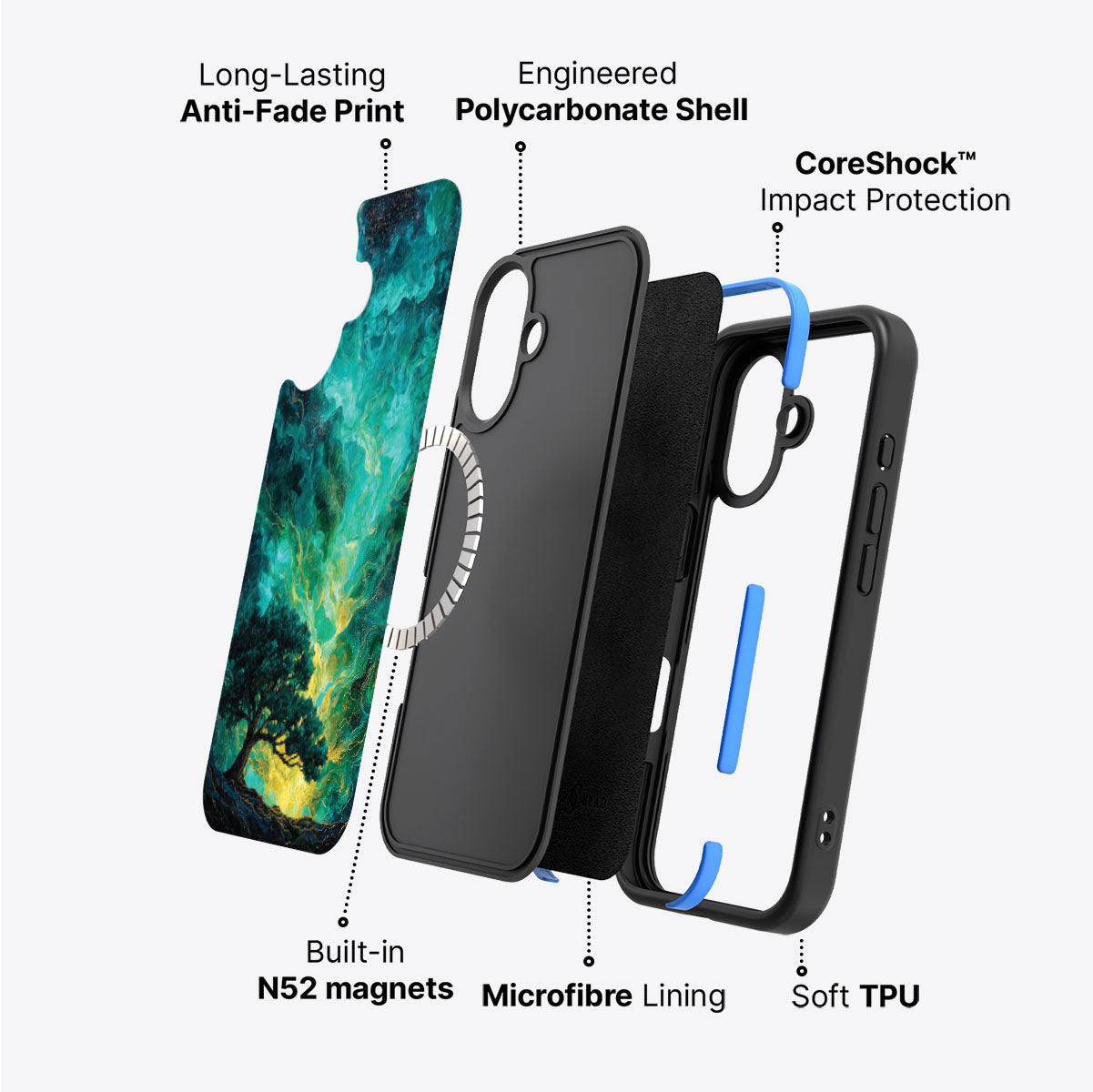iPhone 17 case construction – Emerald Storm phone case